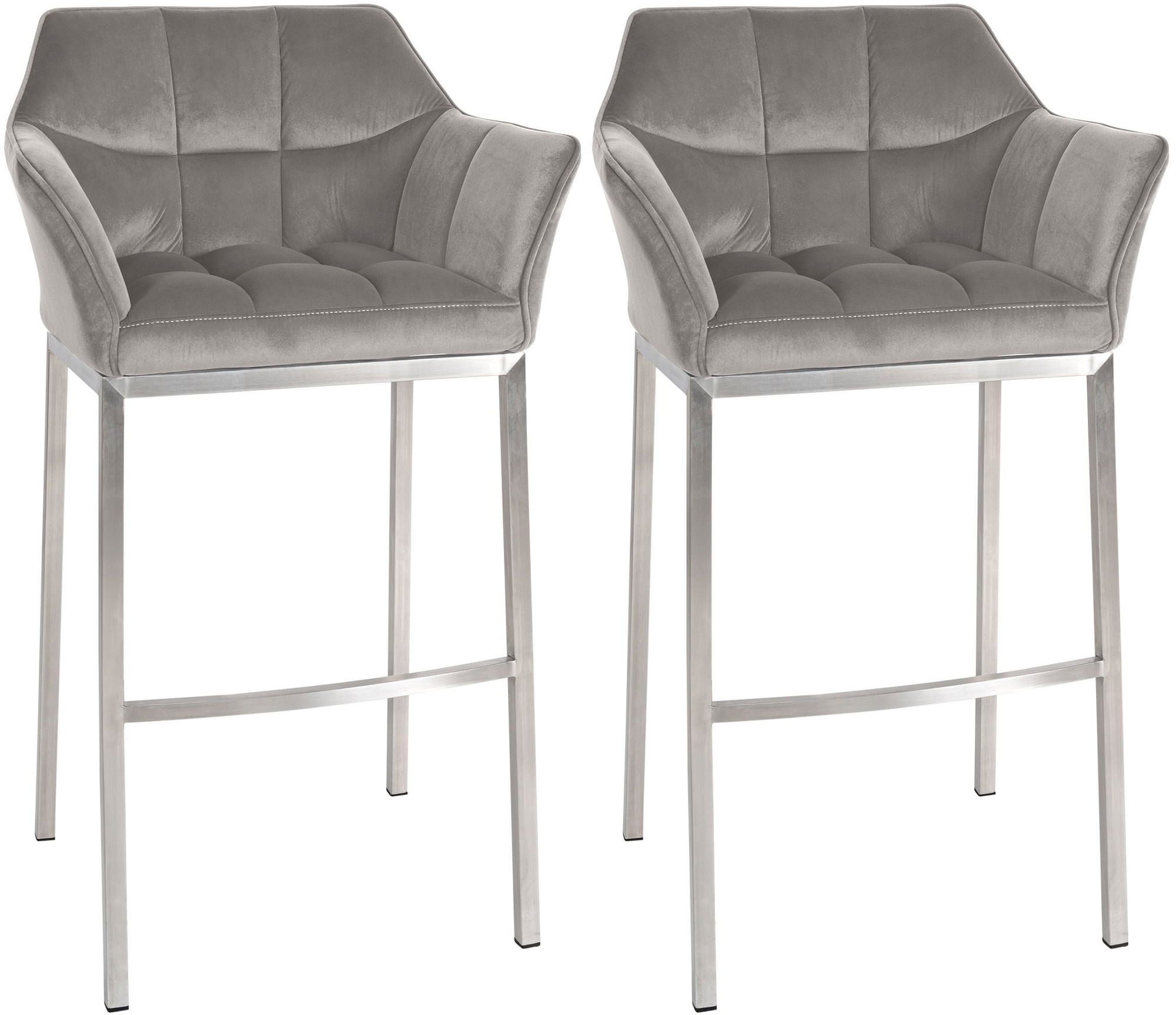 Set di 2 sgabelli bar Damaso in velluto con base a quattro gambe