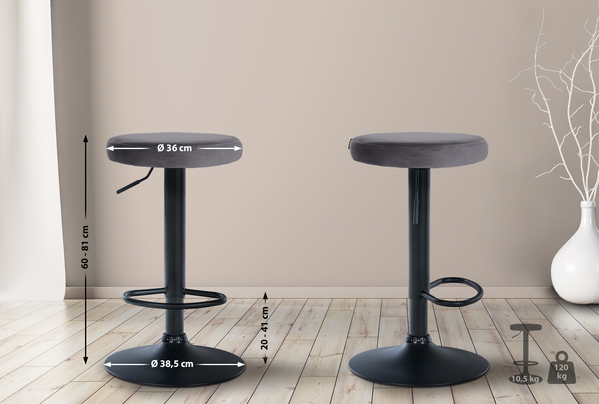 Set di 2 sgabelli da bar Ponte velvet