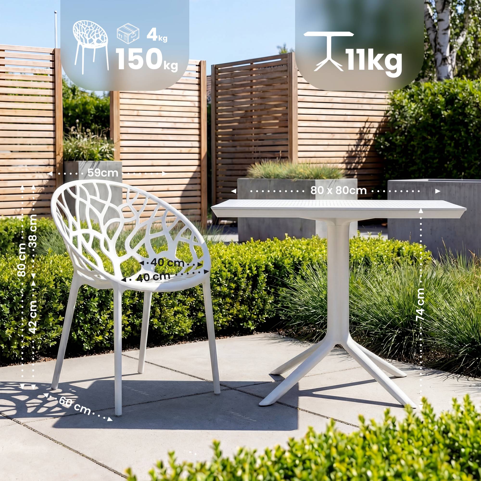 Set mobili da giardino Avara con 4 sedie