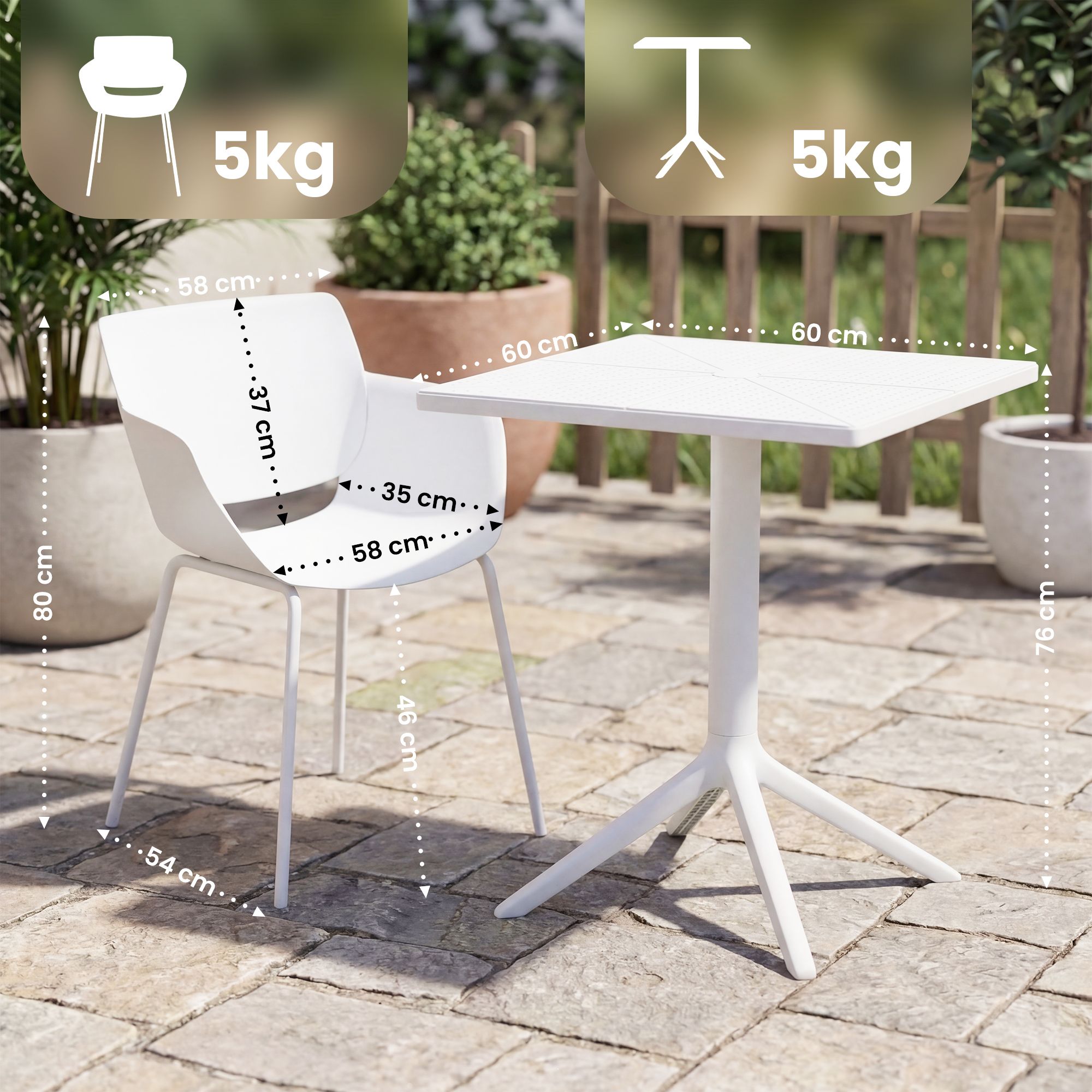 Set da giardino Norva con 4 sedie