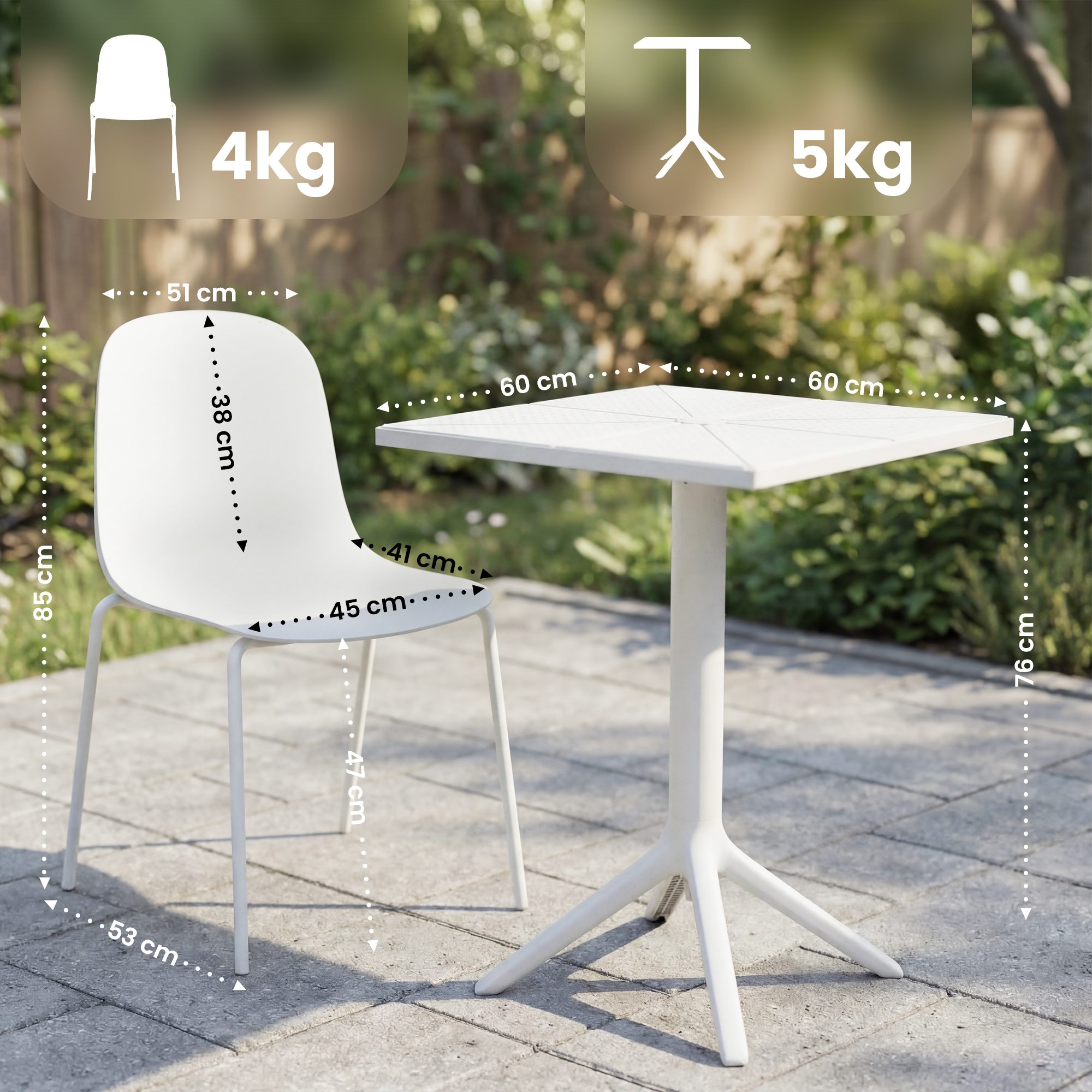 Set da giardino Nerra con 4 sedie