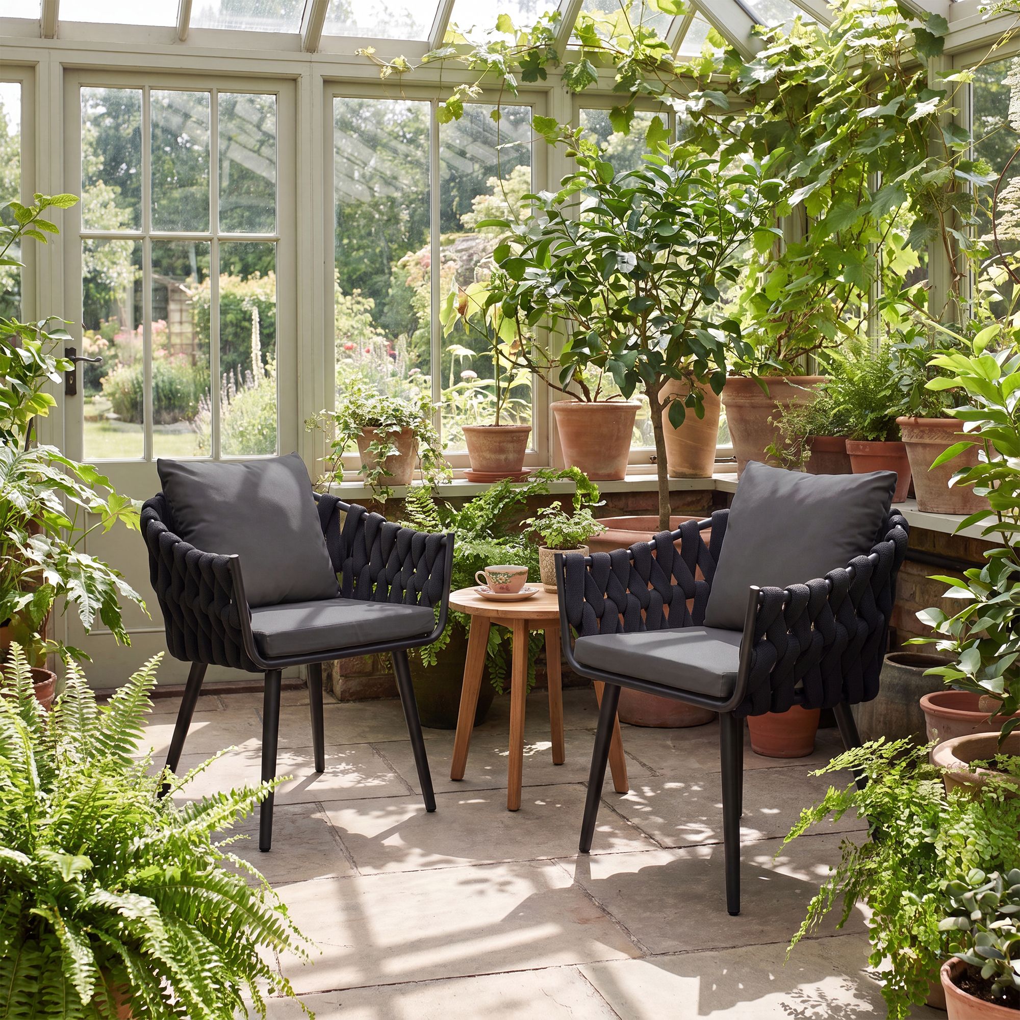 Sedia da giardino Naxos antracite con cuscino