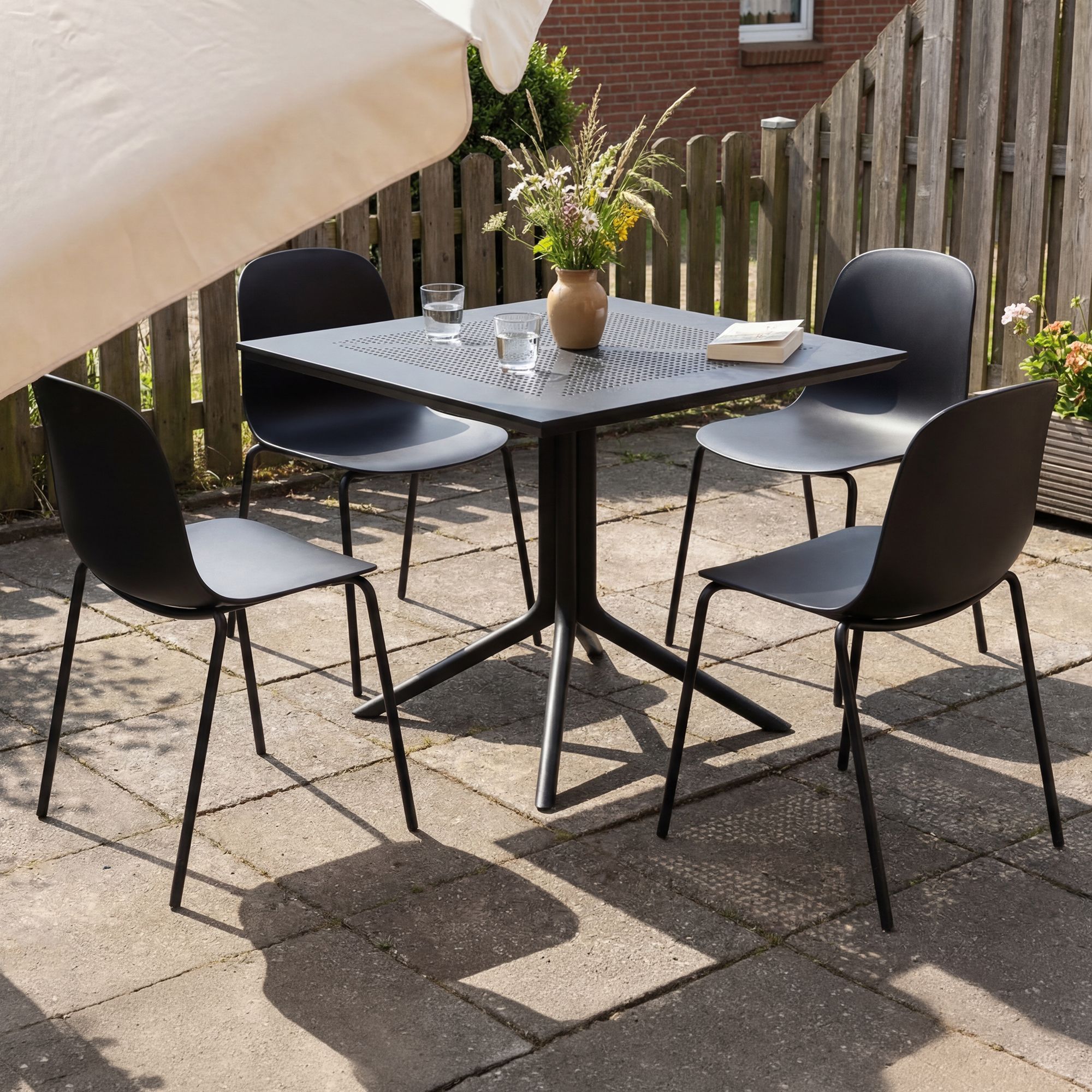 Set da giardino Zeron con 4 sedie