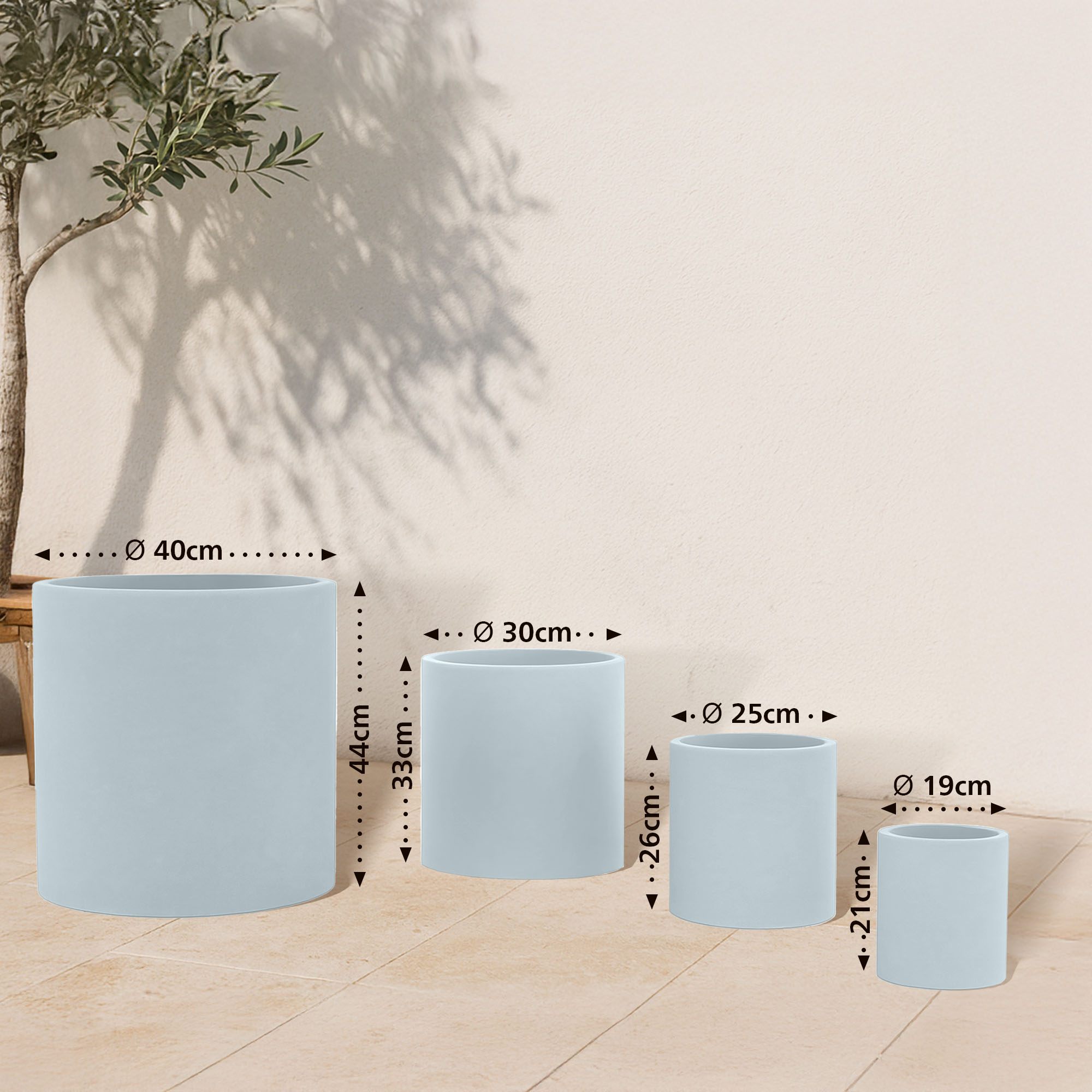 Set di 4 fioriere rotonde 1