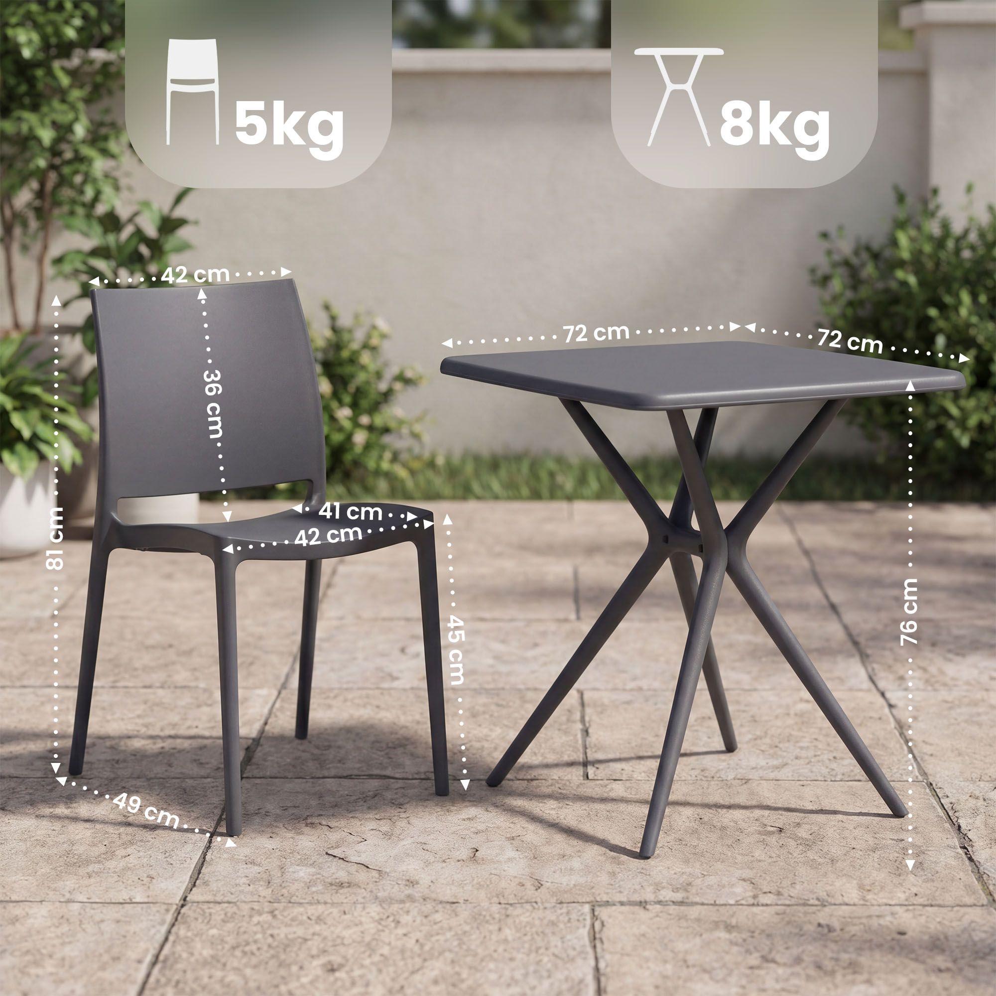 Set Mobili da Giardino Amino con 4 Sedie