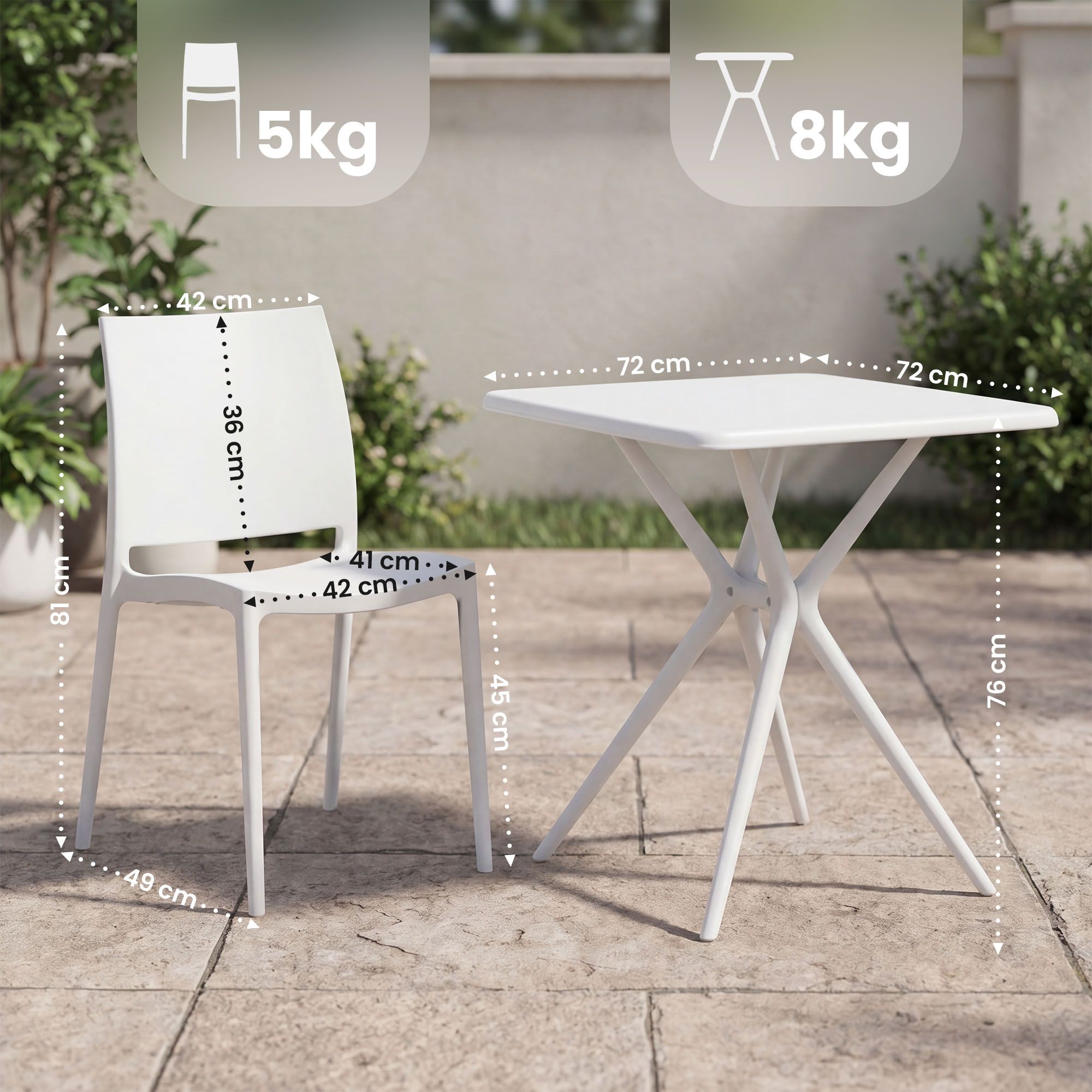 Set Mobili da Giardino Amino con 4 Sedie