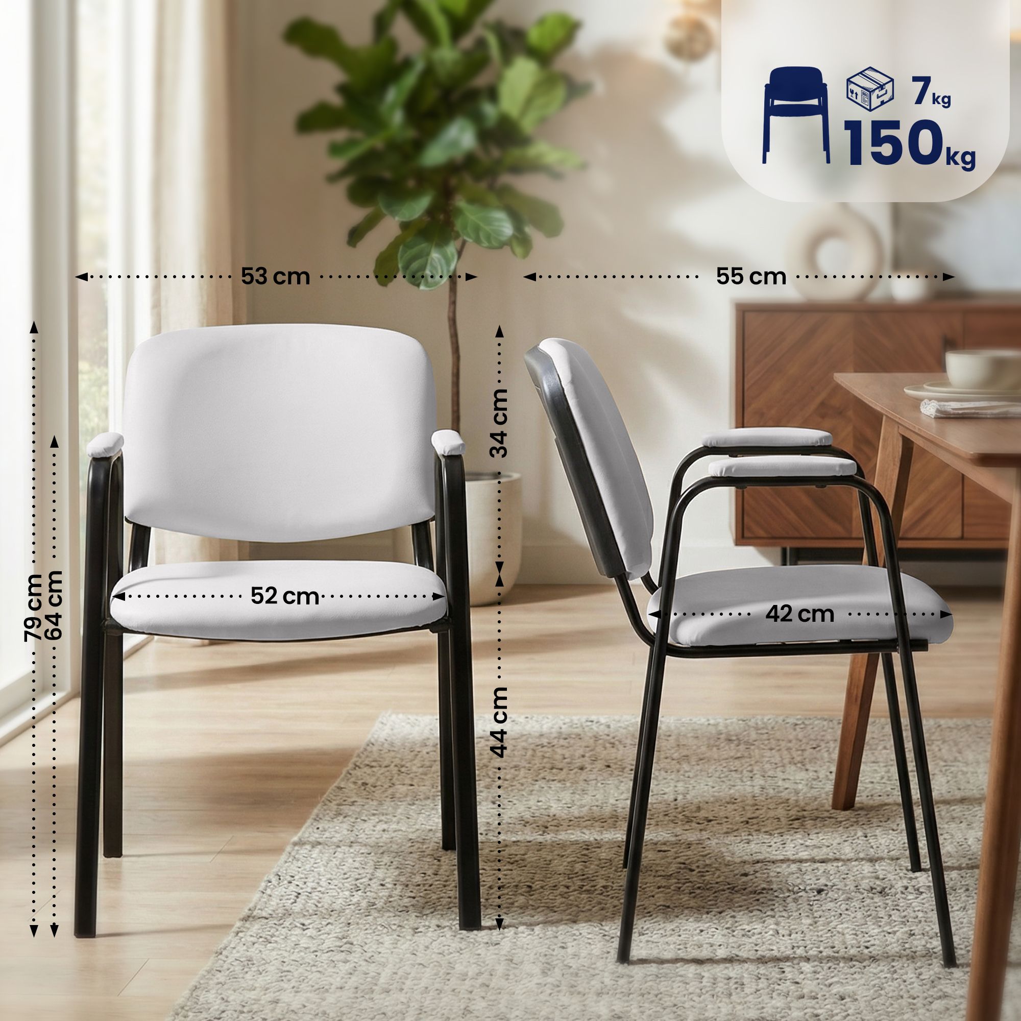 Set di 4 Sedie Impilabili Ken Pro in Ecopelle