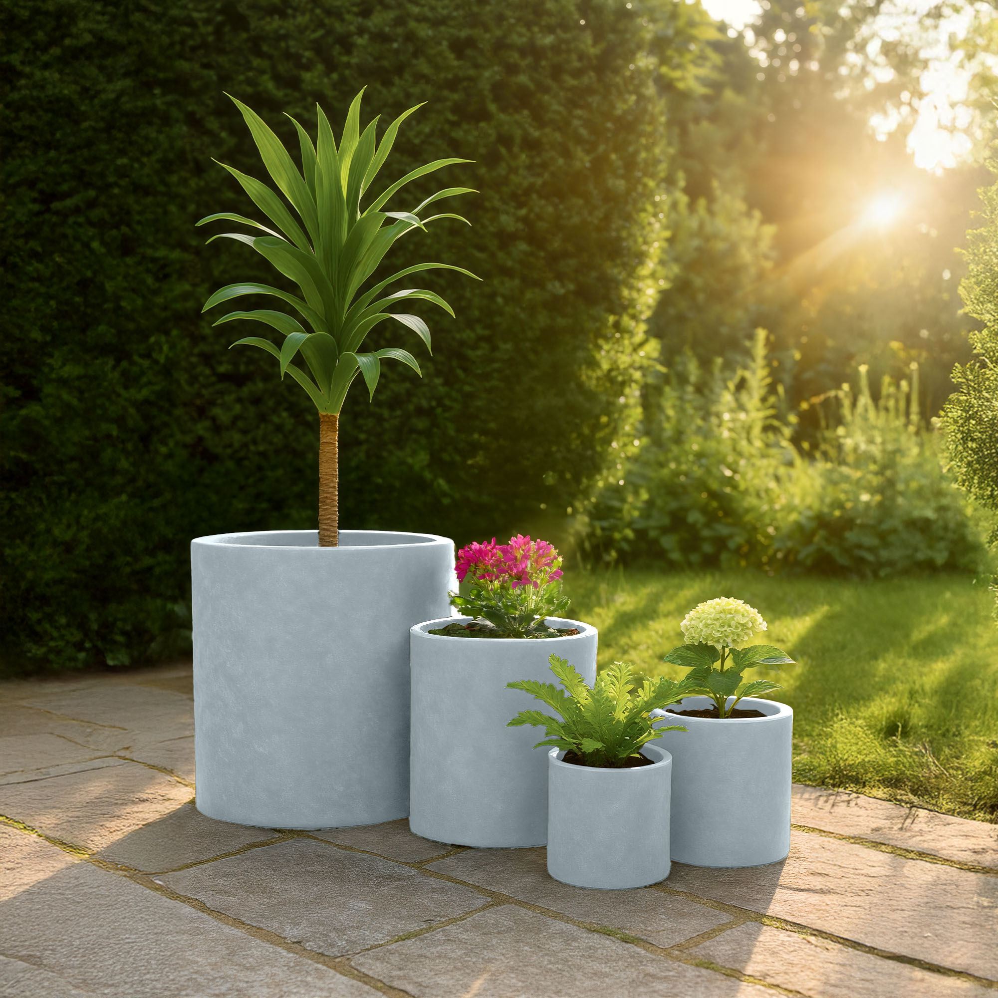 Set di 4 fioriere rotonde 1