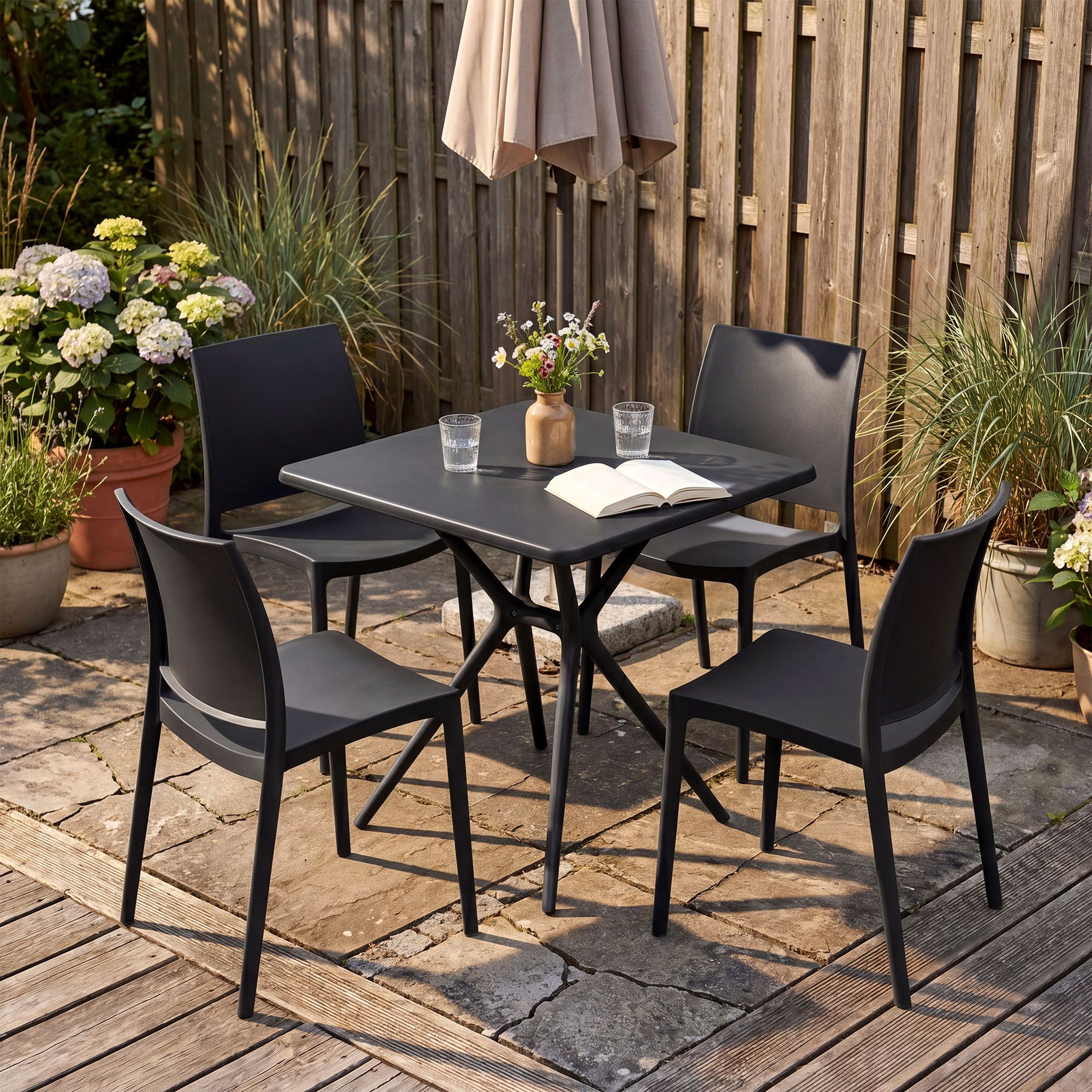 Set Mobili da Giardino Amino con 4 Sedie