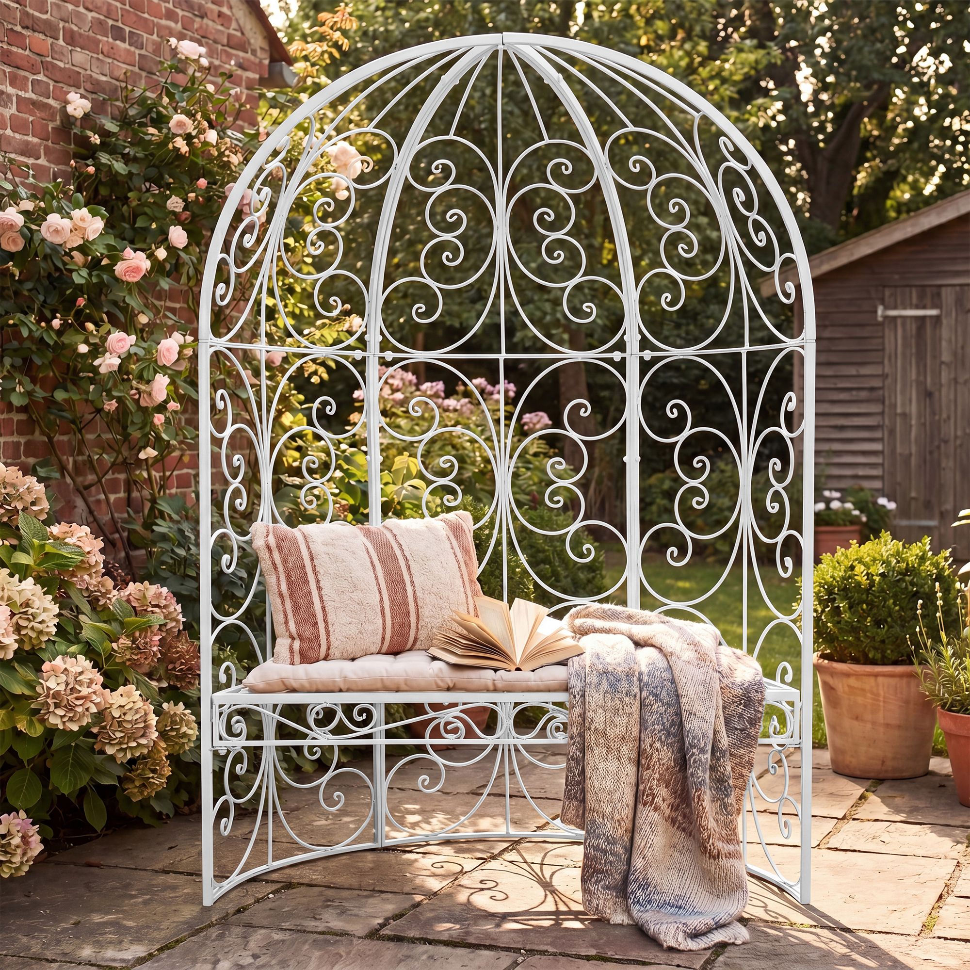 Gazebo semicircolare Rosie con panca