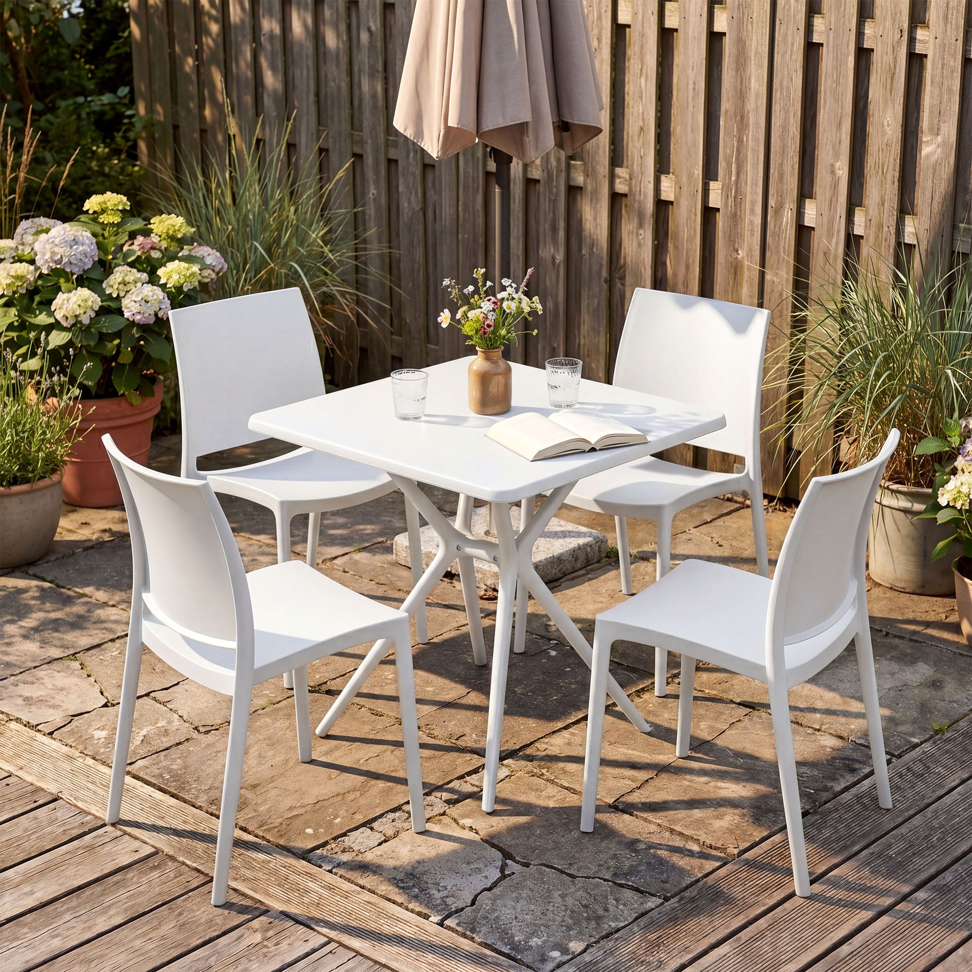 Set Mobili da Giardino Amino con 4 Sedie