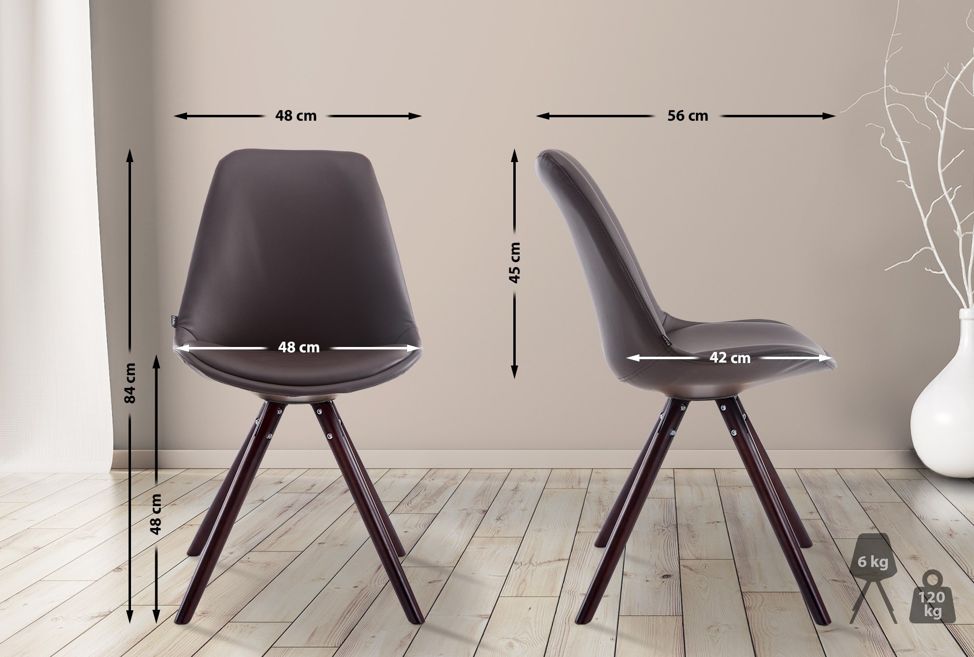 Sedia visitatore Laval in similpelle gambe tonde