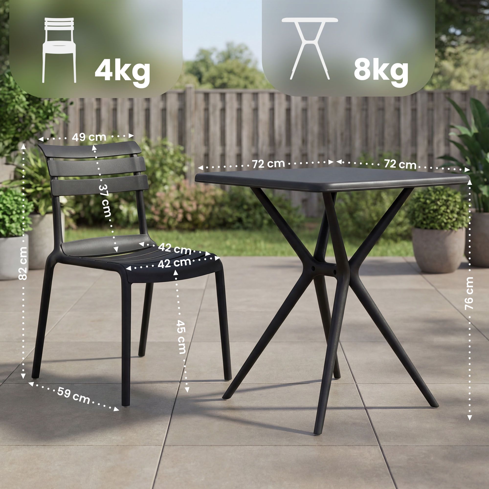 Set Mobili da Giardino Vela con 2 Sedie