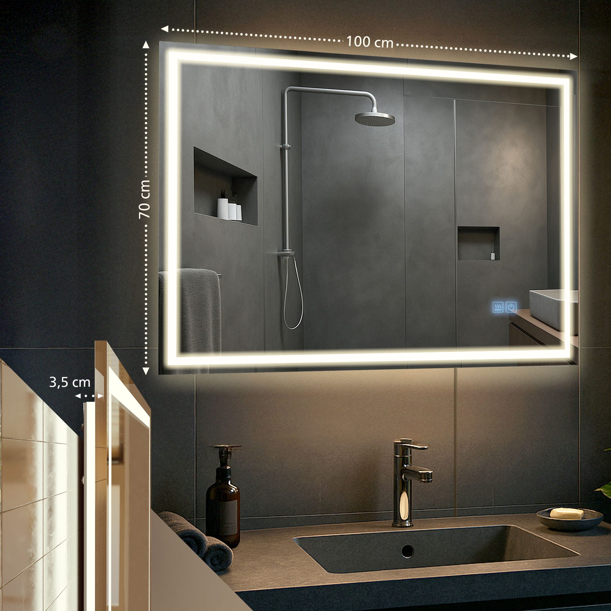 Specchio da bagno Jaffrey con Bluetooth