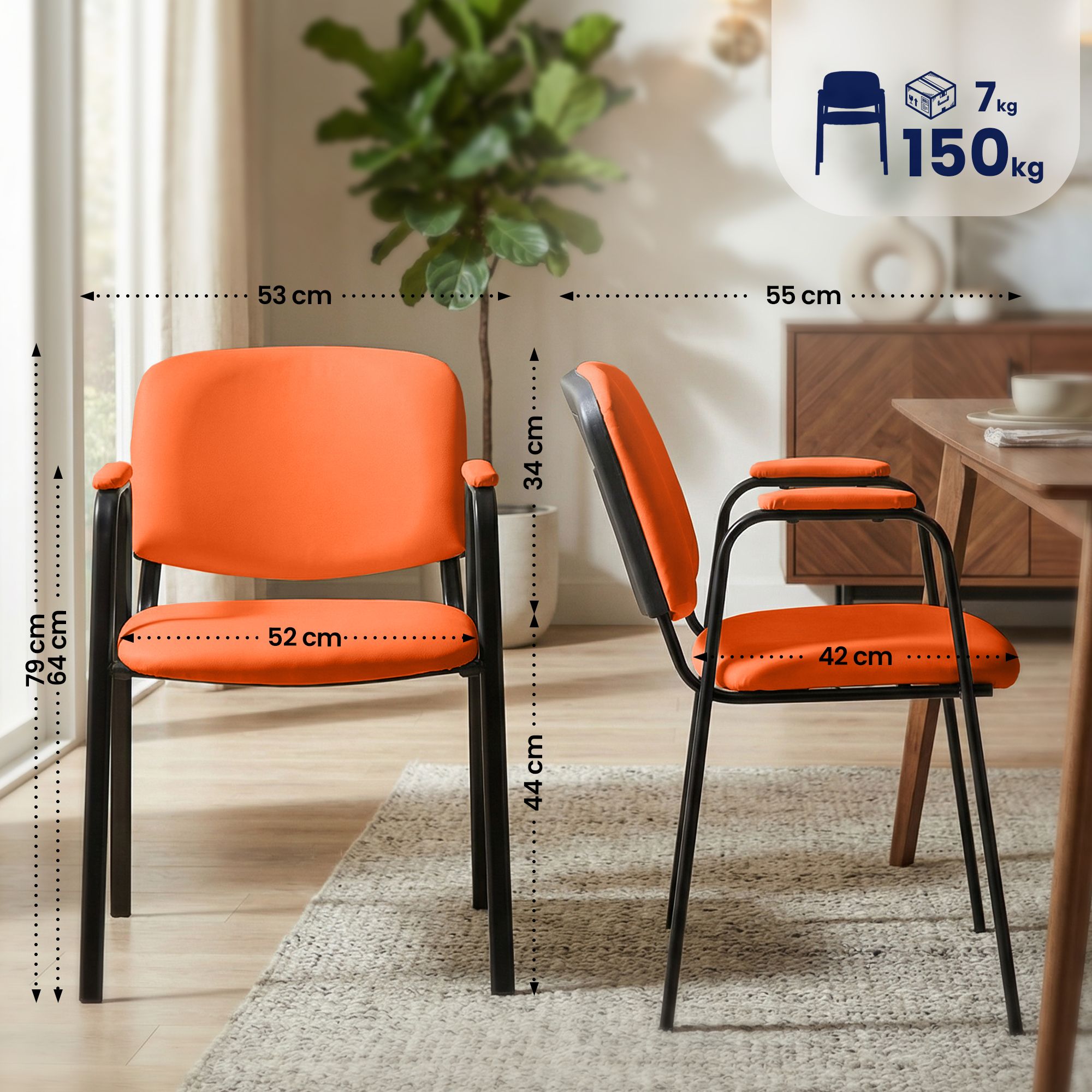 Set di 4 Sedie Impilabili Ken Pro in Ecopelle