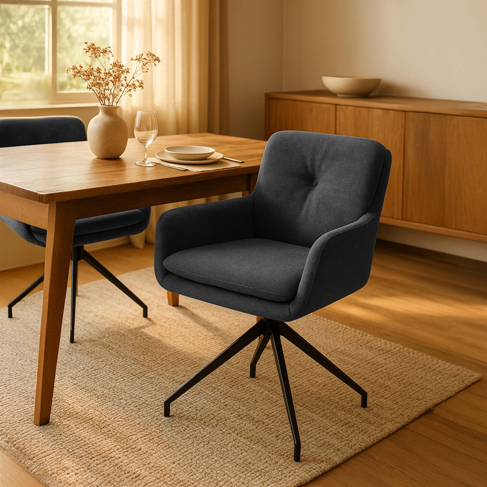 Set di 2 sedie da pranzo in tessuto Pickett