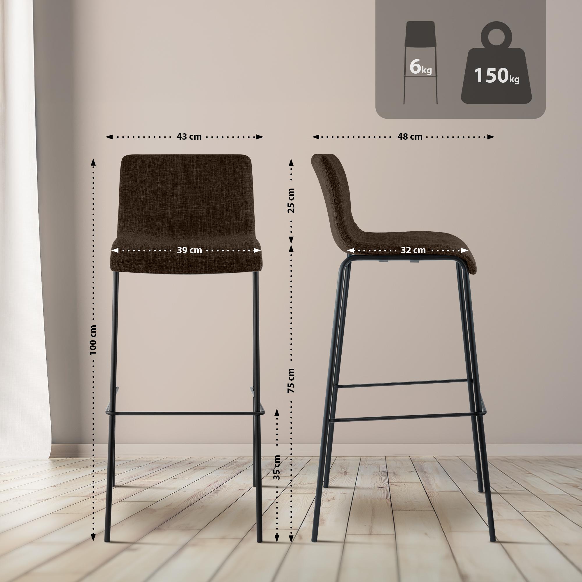 Sgabello da bar Hover in tessuto con base a quattro gambe