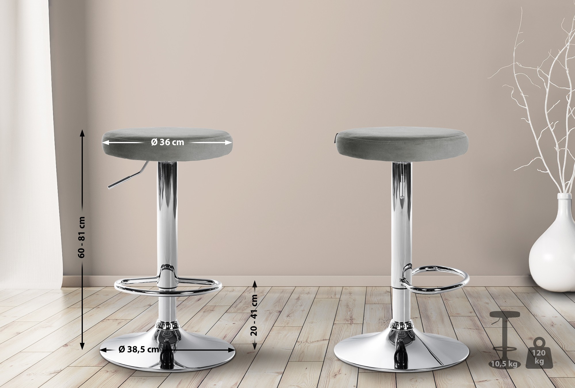 Set di 2 sgabelli da bar Ponte velvet
