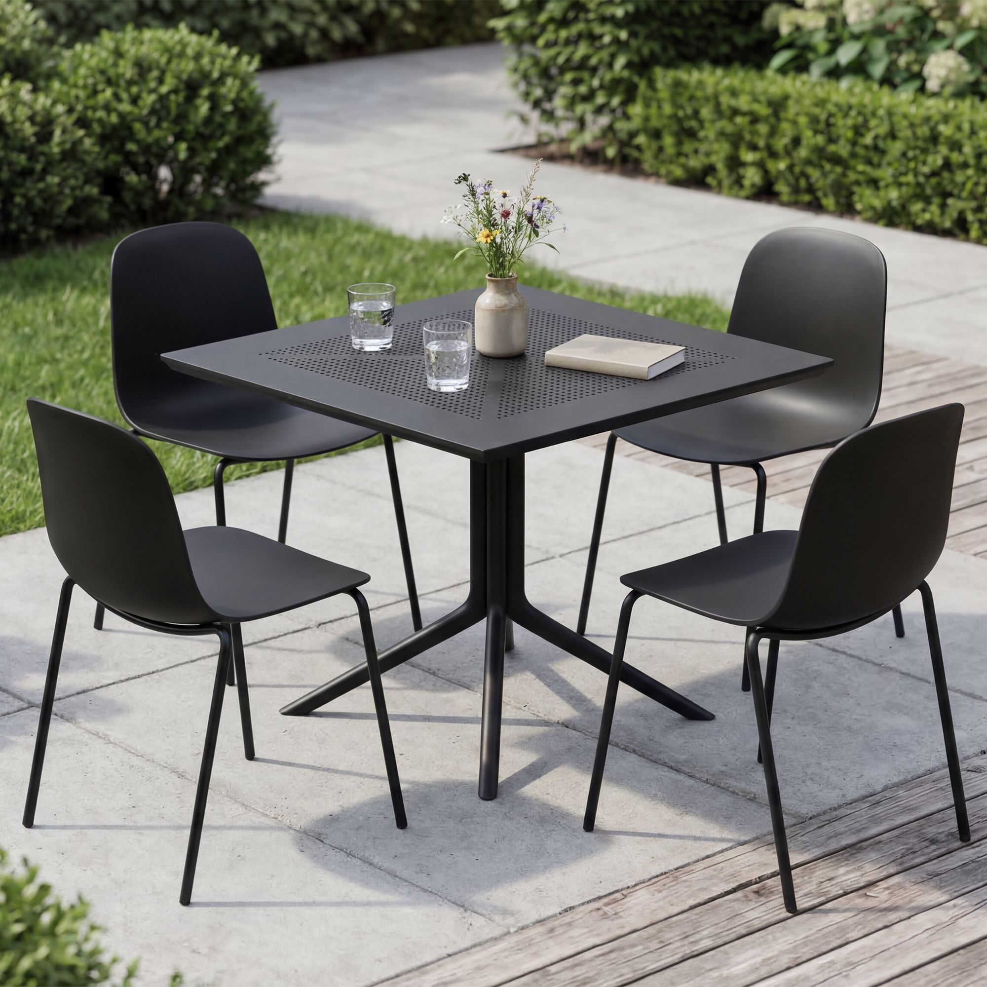 Set da giardino Zeron con 4 sedie