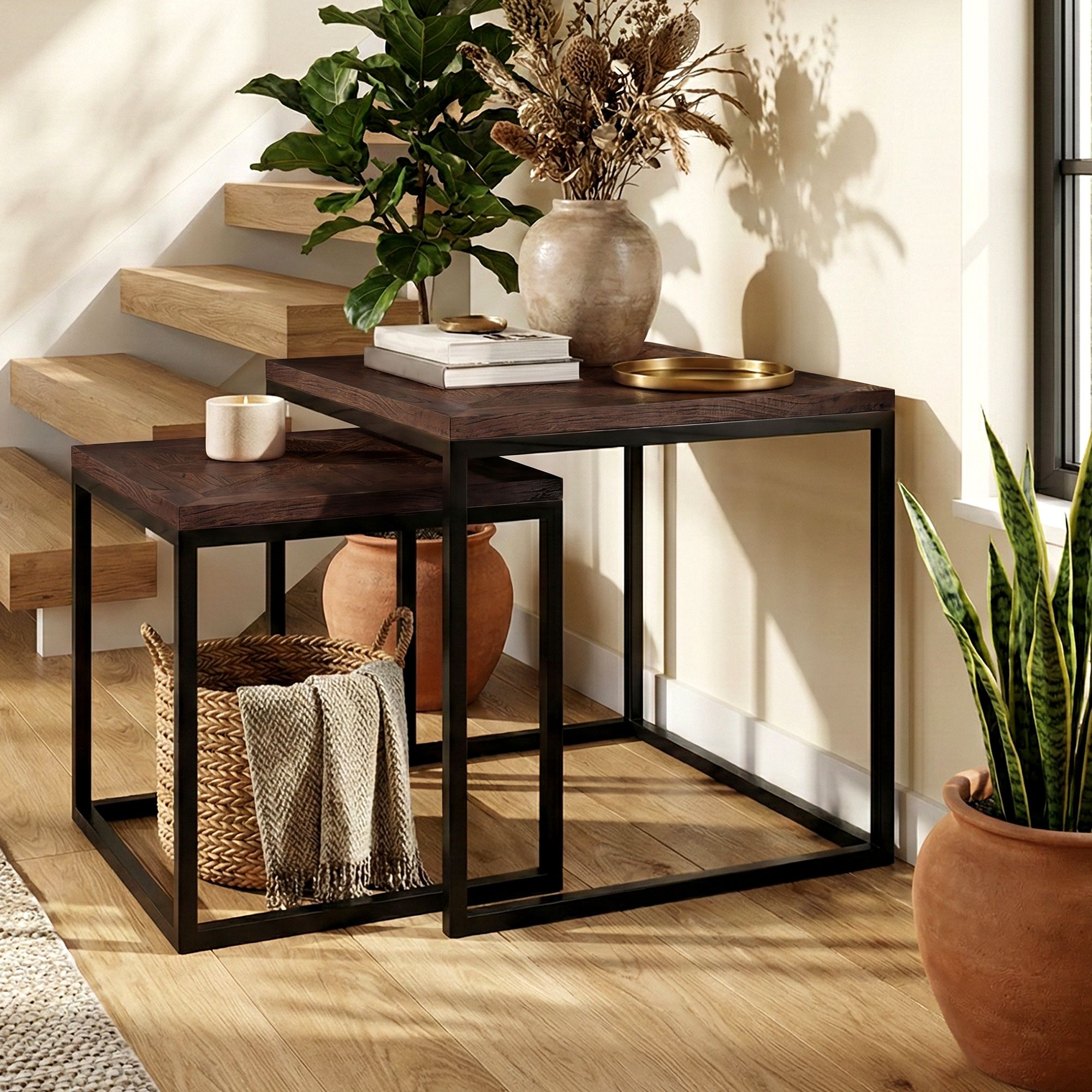 Set di 2 tavolini d'appoggio Talero, tavolini bassi da salotto per soggiorno, design moderno