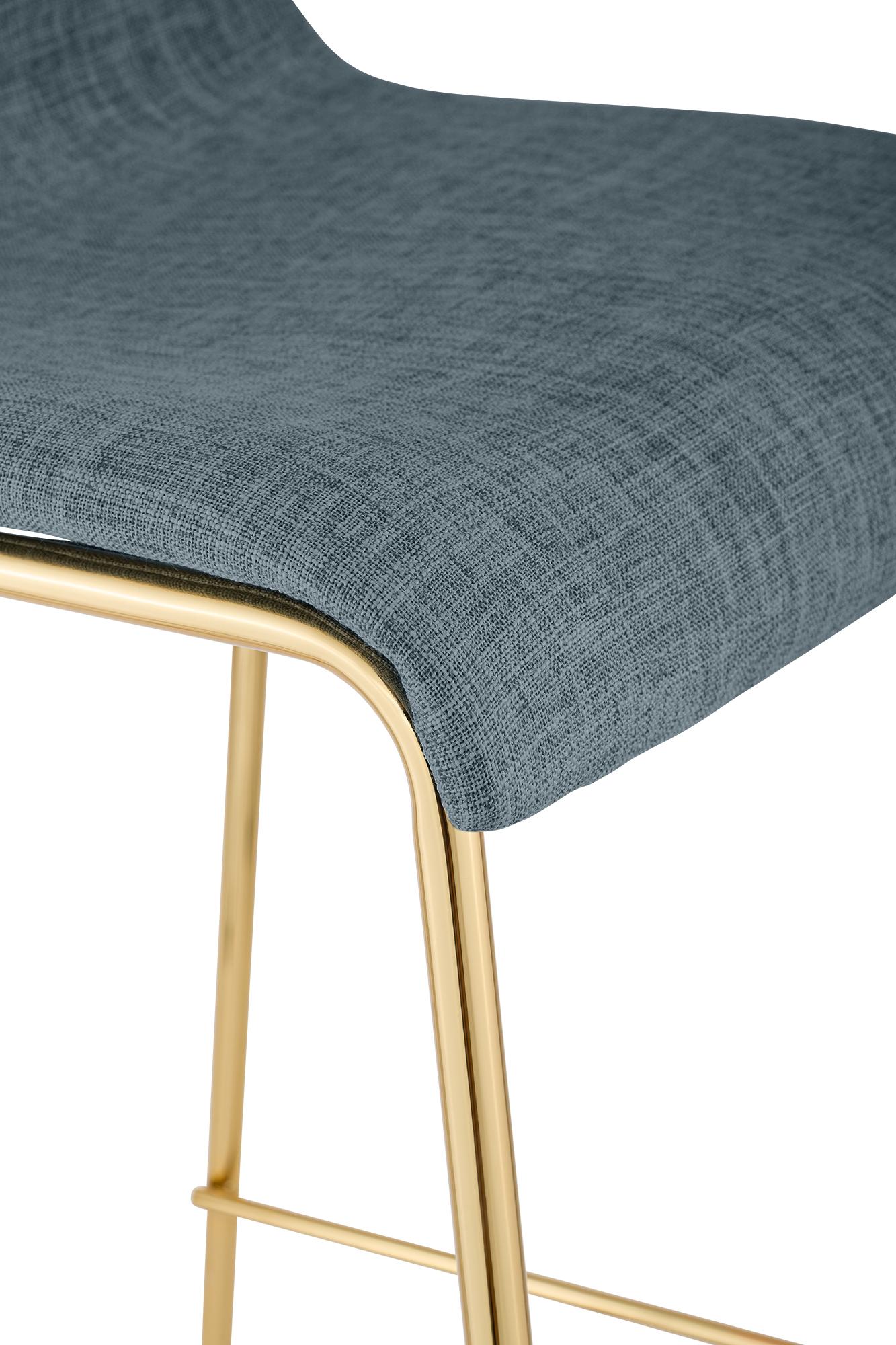 Set 2 Sgabelli Bar Hover in Tessuto, Gambe Effetto Oro
