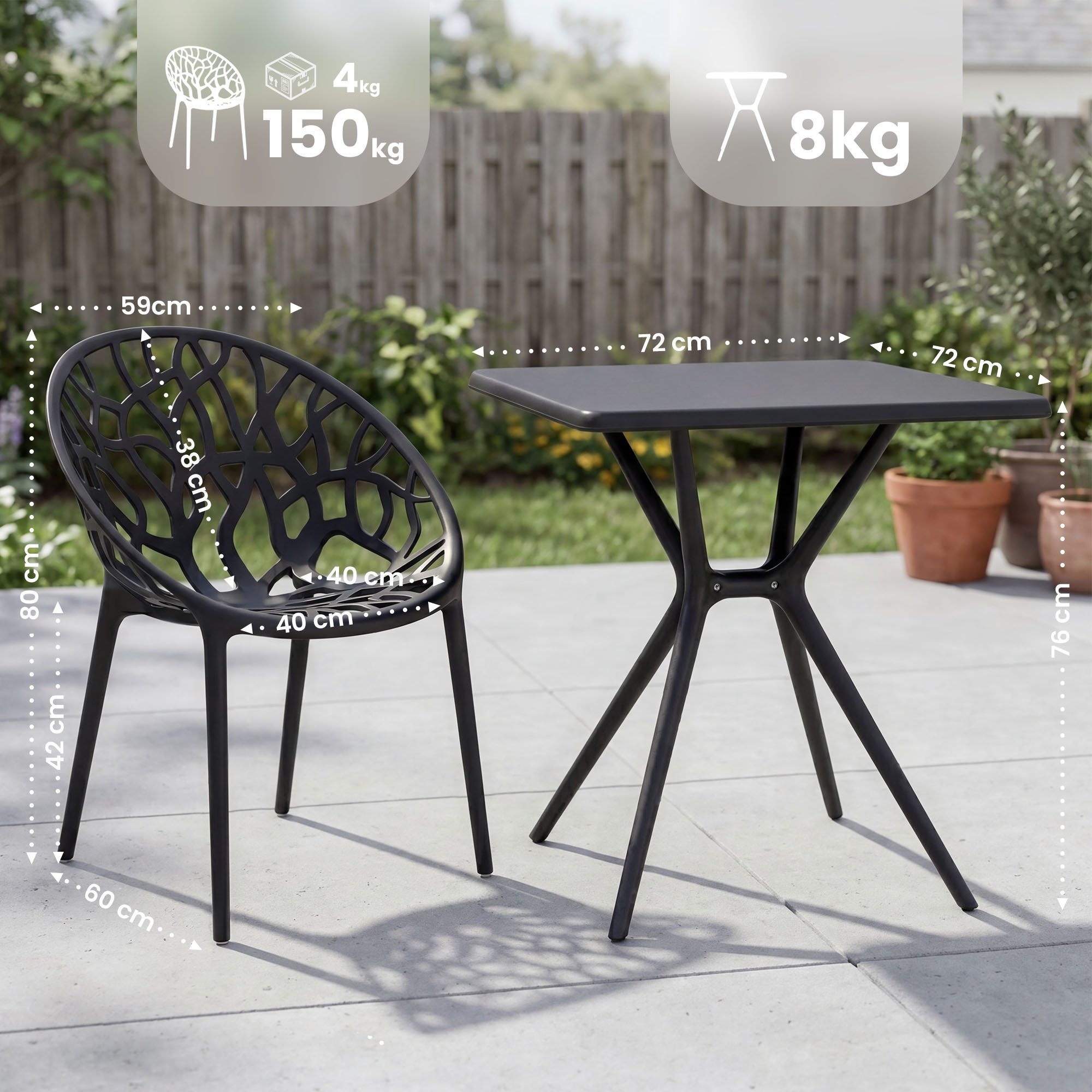 Set da giardino Lumera con 2 sedie