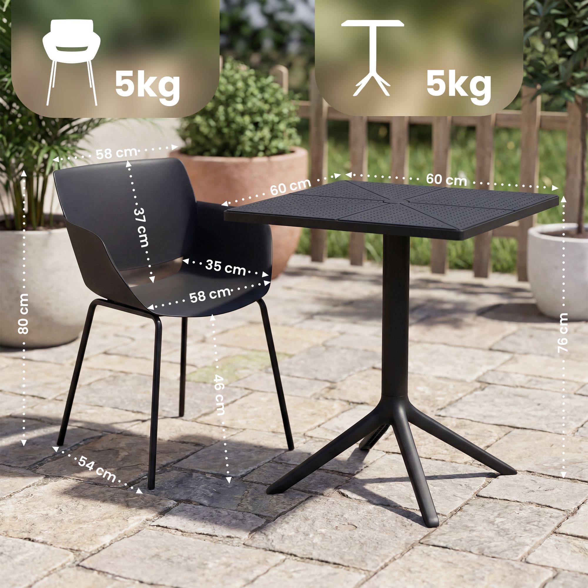 Set da giardino Norva con 2 sedie