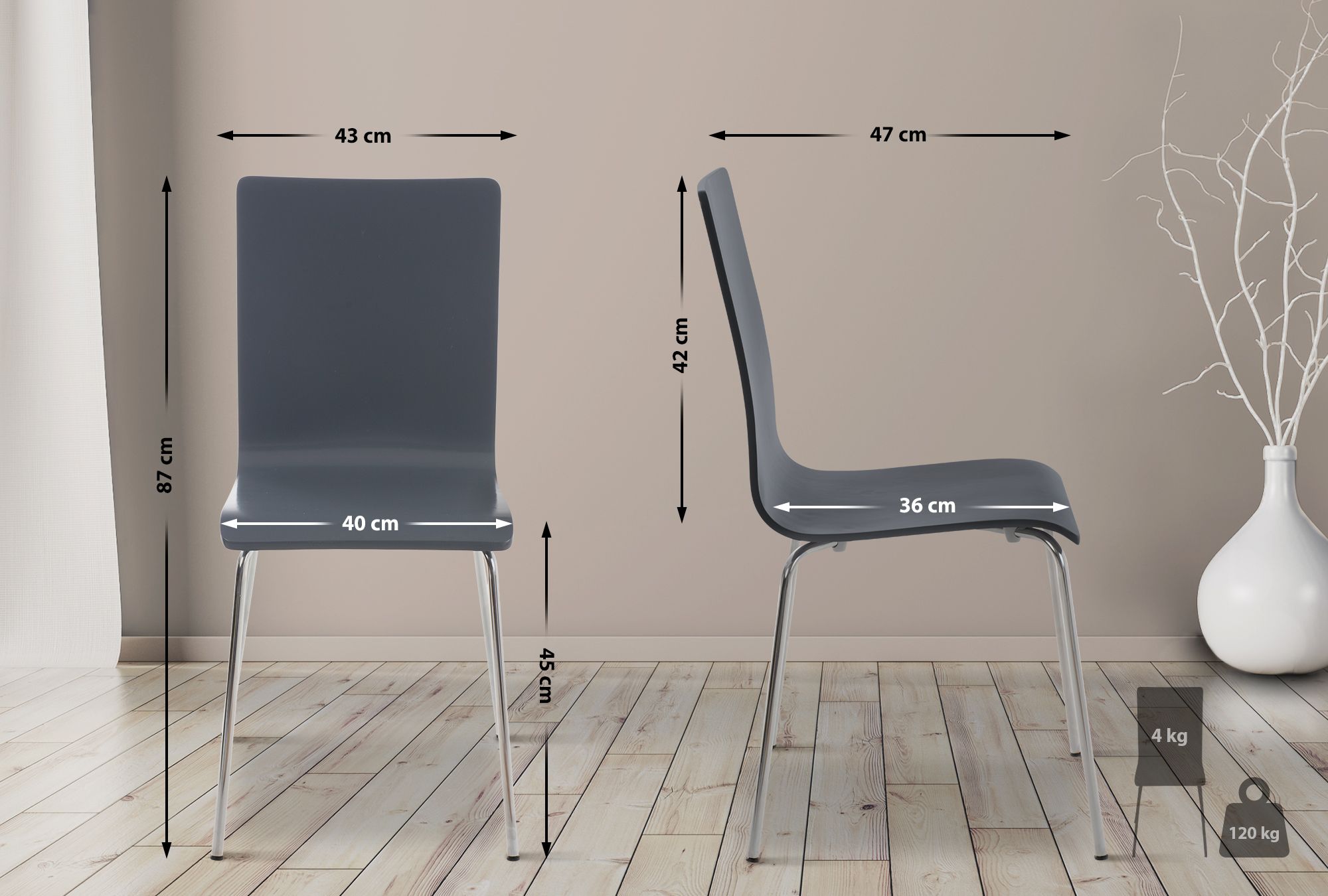 Set 4 Sedie Visitatore PEPE