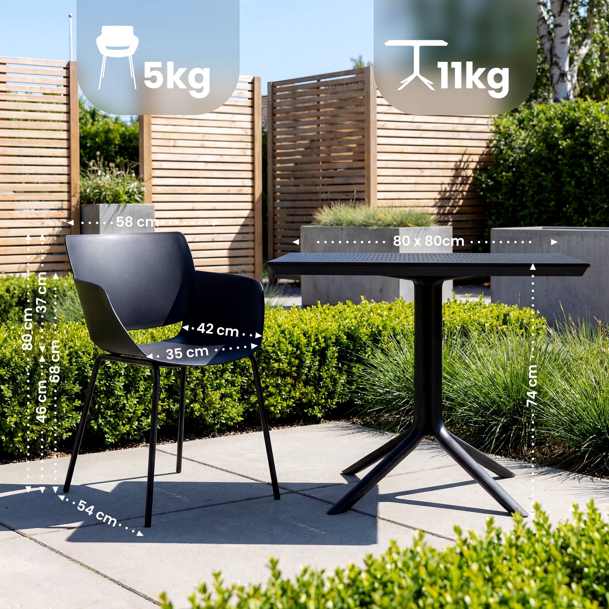Set da giardino Lirra con 2 sedie