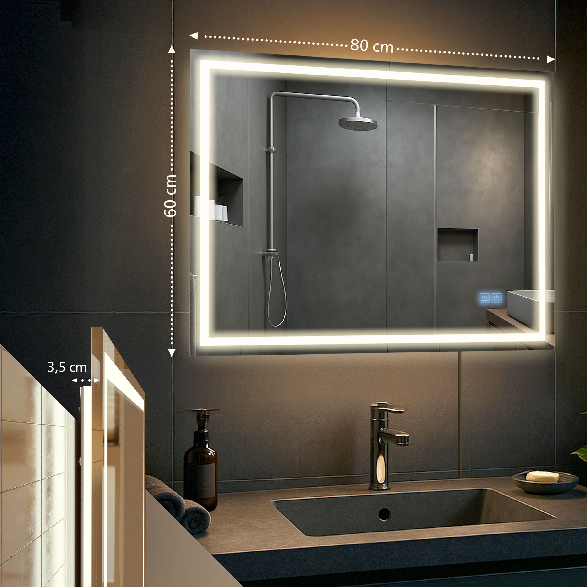 Specchio da bagno Jaffrey con Bluetooth
