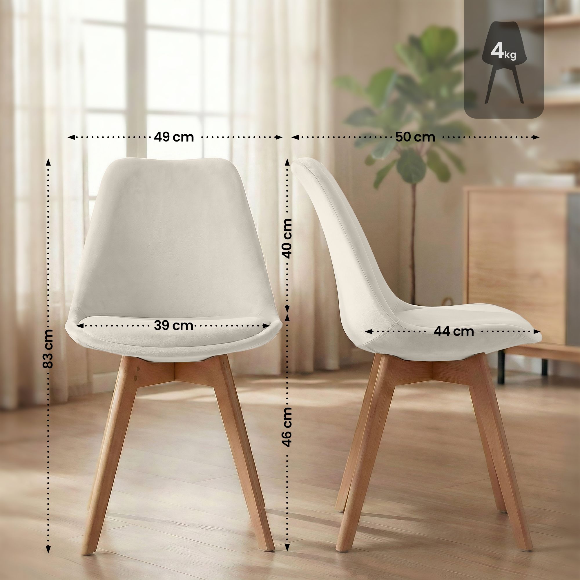 Set 4 sedie da pranzo Linares eleganti e confortevoli per ogni ambiente