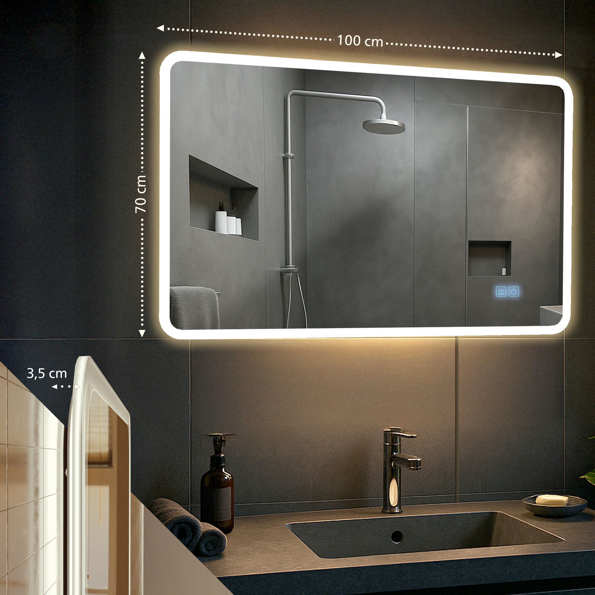 Specchio da bagno Jericho con Bluetooth