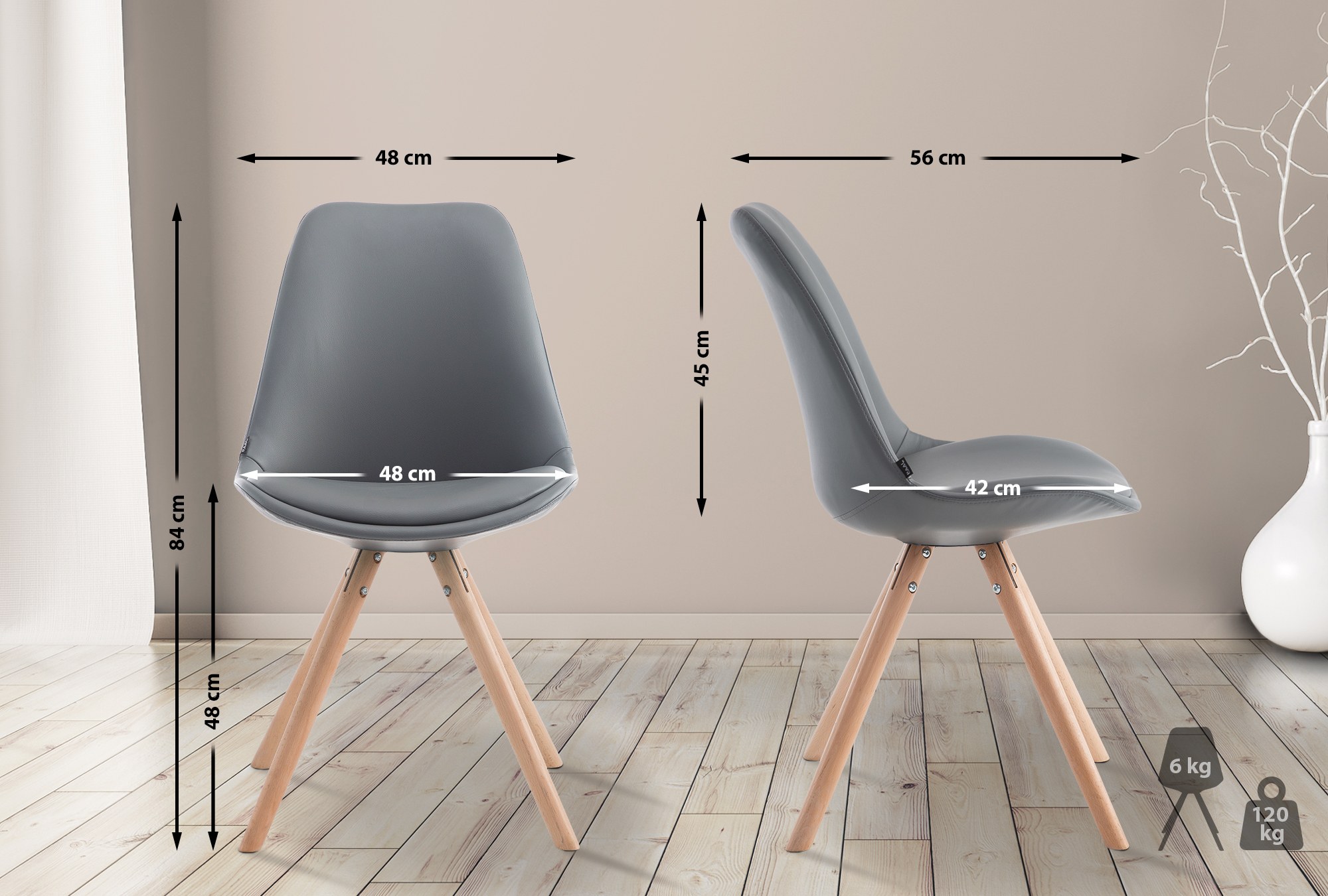 Sedia visitatore Laval in similpelle gambe tonde