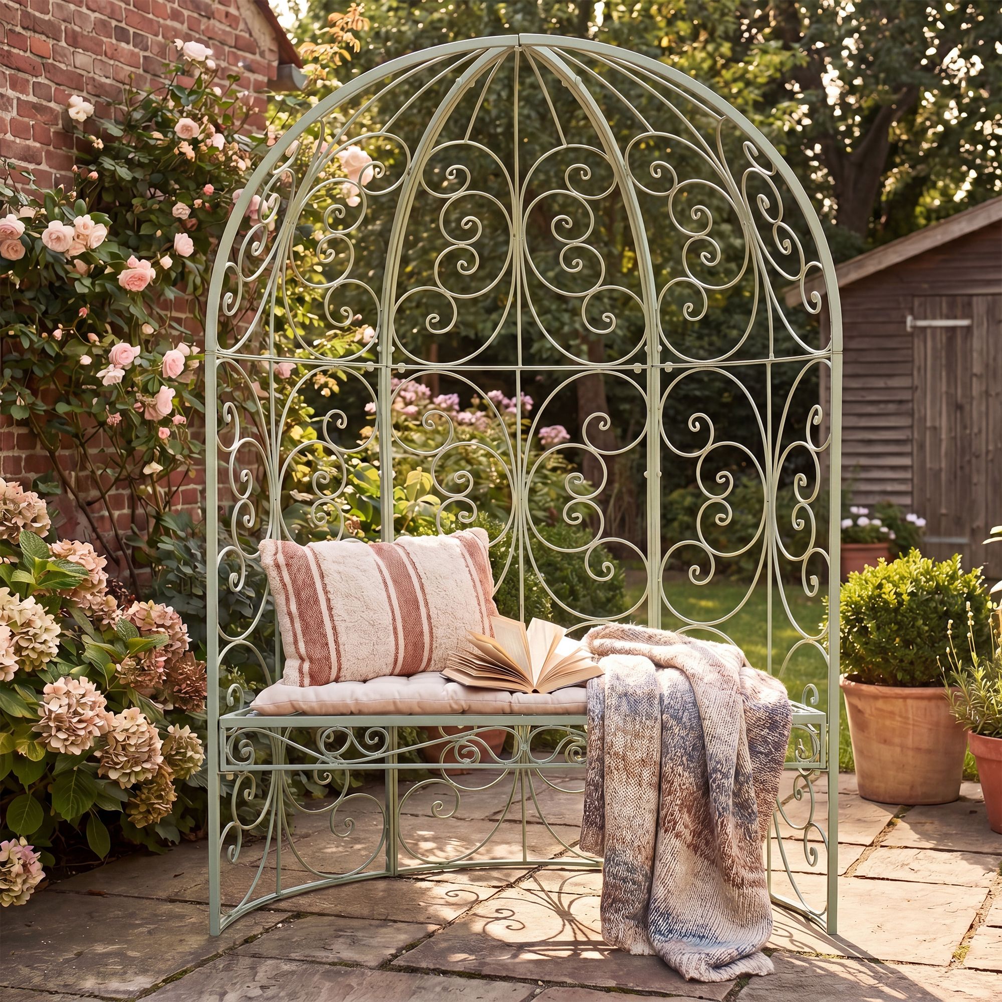 Gazebo semicircolare Rosie con panca
