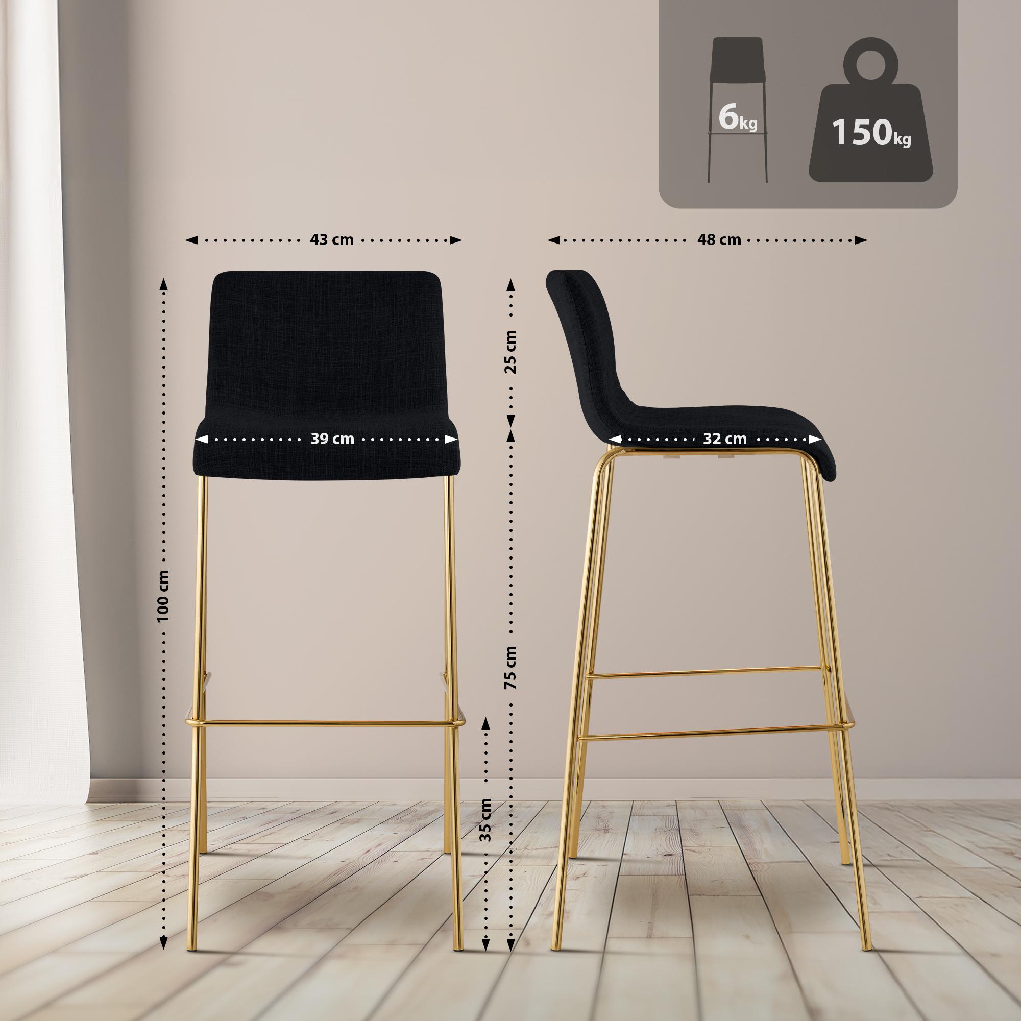 Sgabello Bar Hover Tessuto Base a Quattro Gambe Effetto Oro