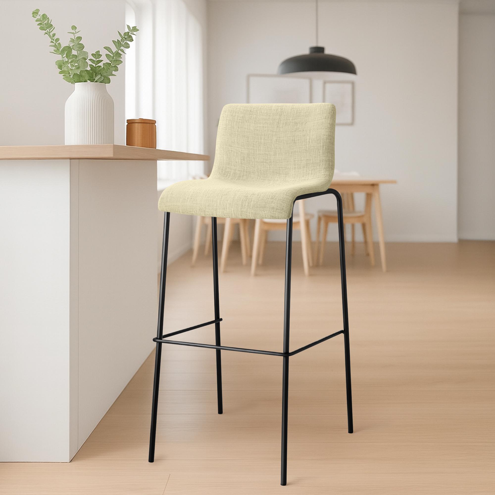 Sgabello da bar Hover in tessuto con base a quattro gambe