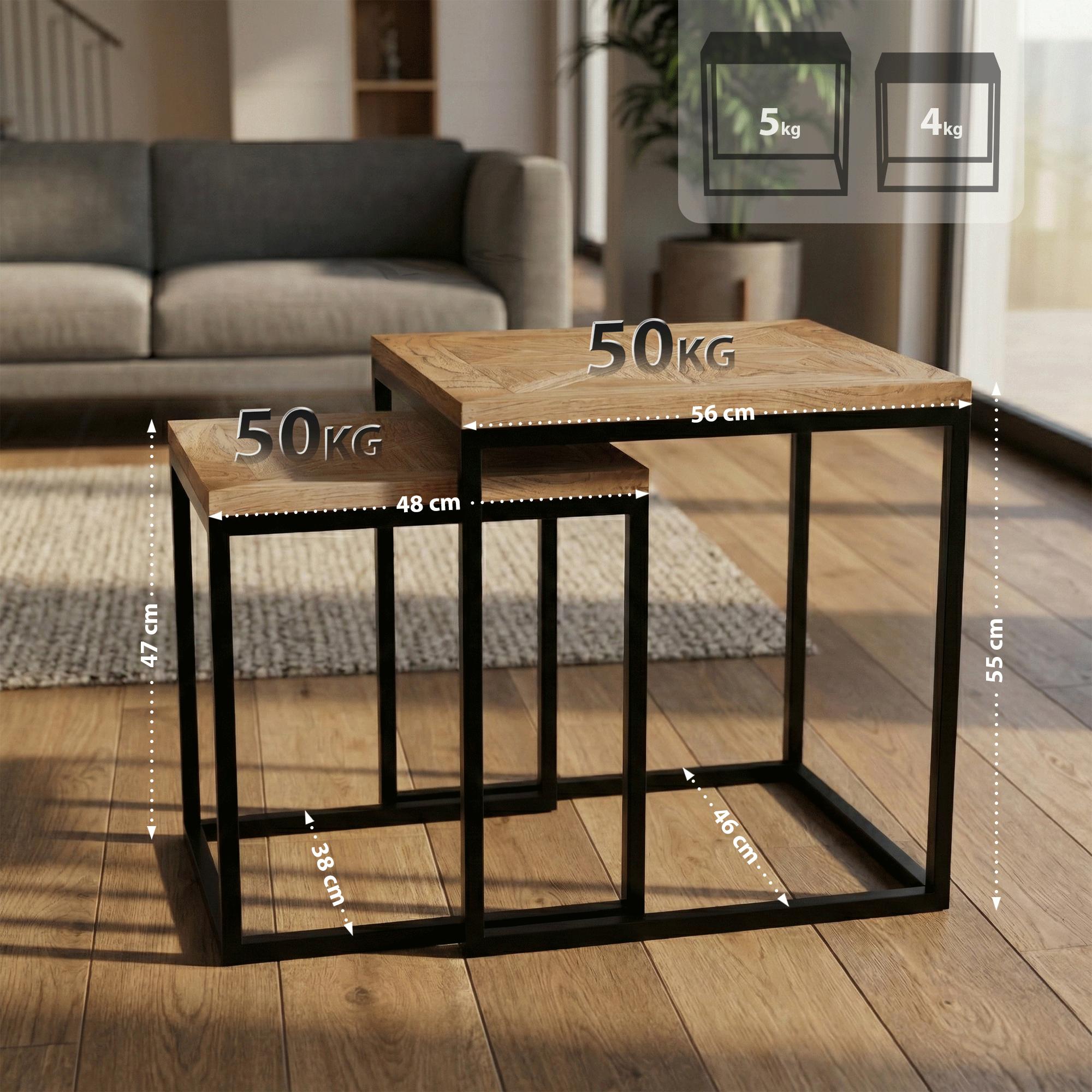 Set di 2 tavolini d'appoggio Talero, tavolini bassi da salotto per soggiorno, design moderno