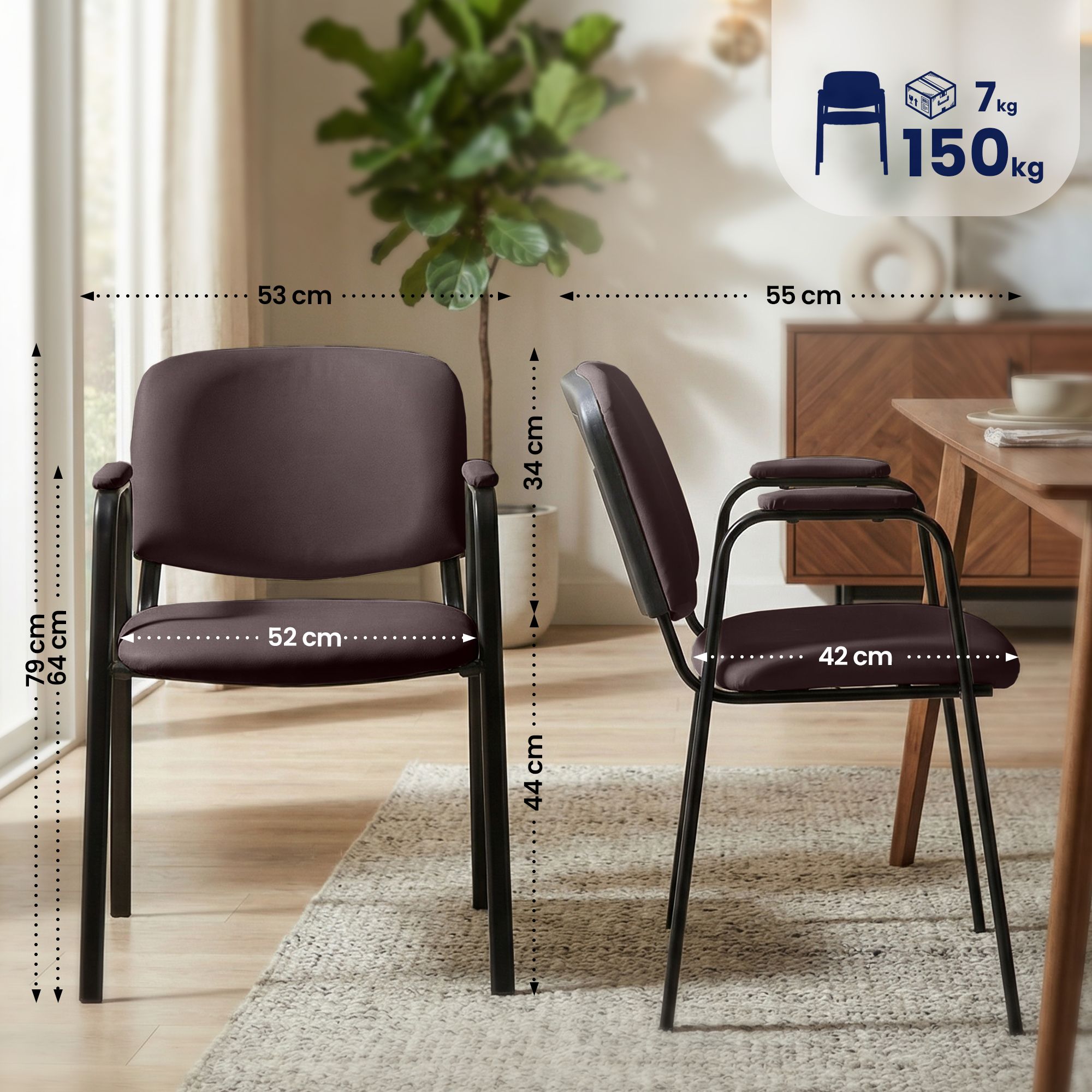 Set di 4 Sedie Impilabili Ken Pro in Ecopelle