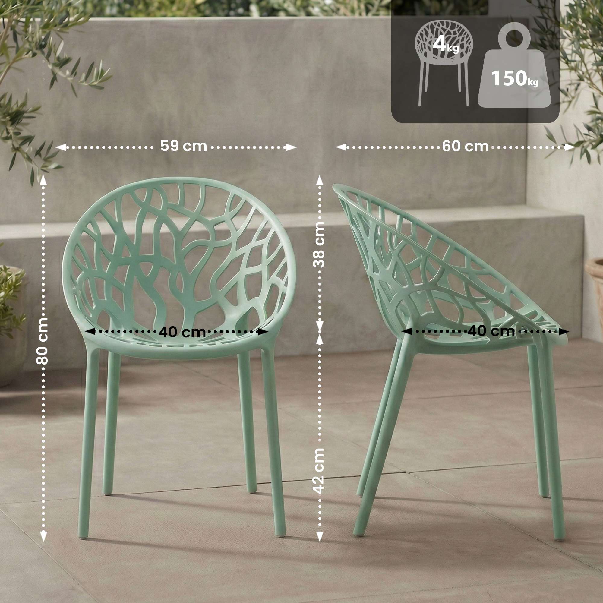 Set da 2 Sedie da Giardino Hope