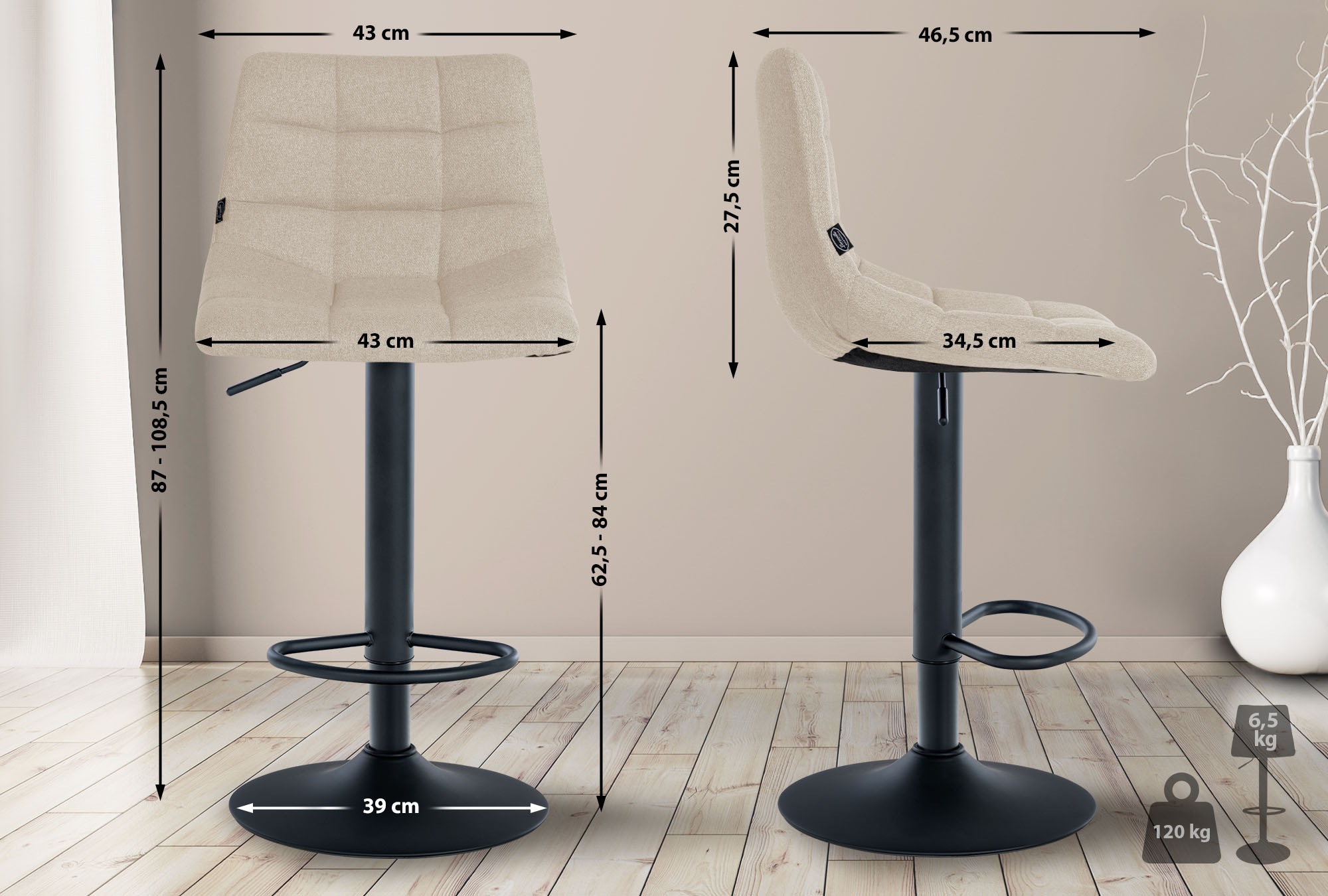 Set di 2 sgabelli da bar Jerry Fabric