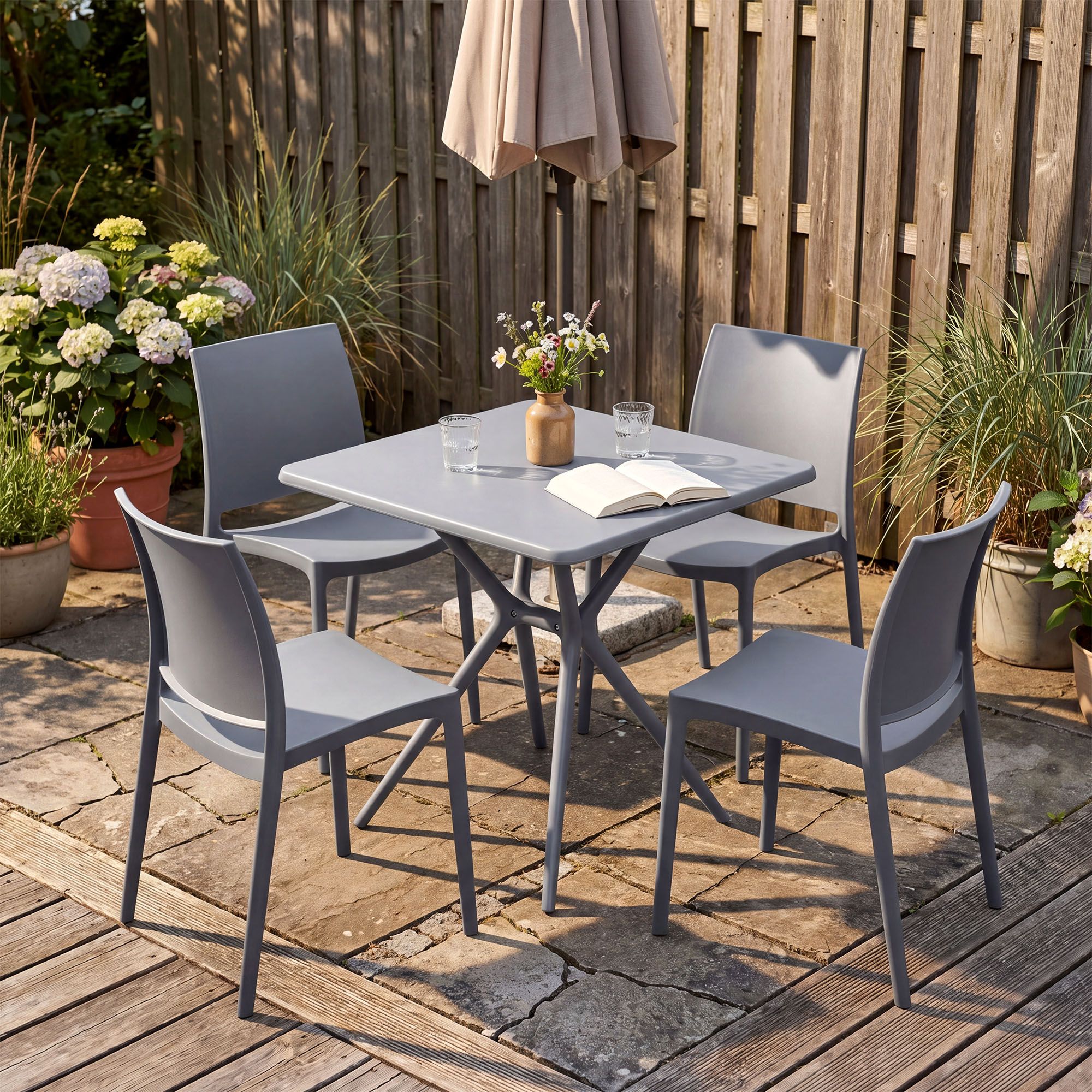 Set Mobili da Giardino Amino con 4 Sedie