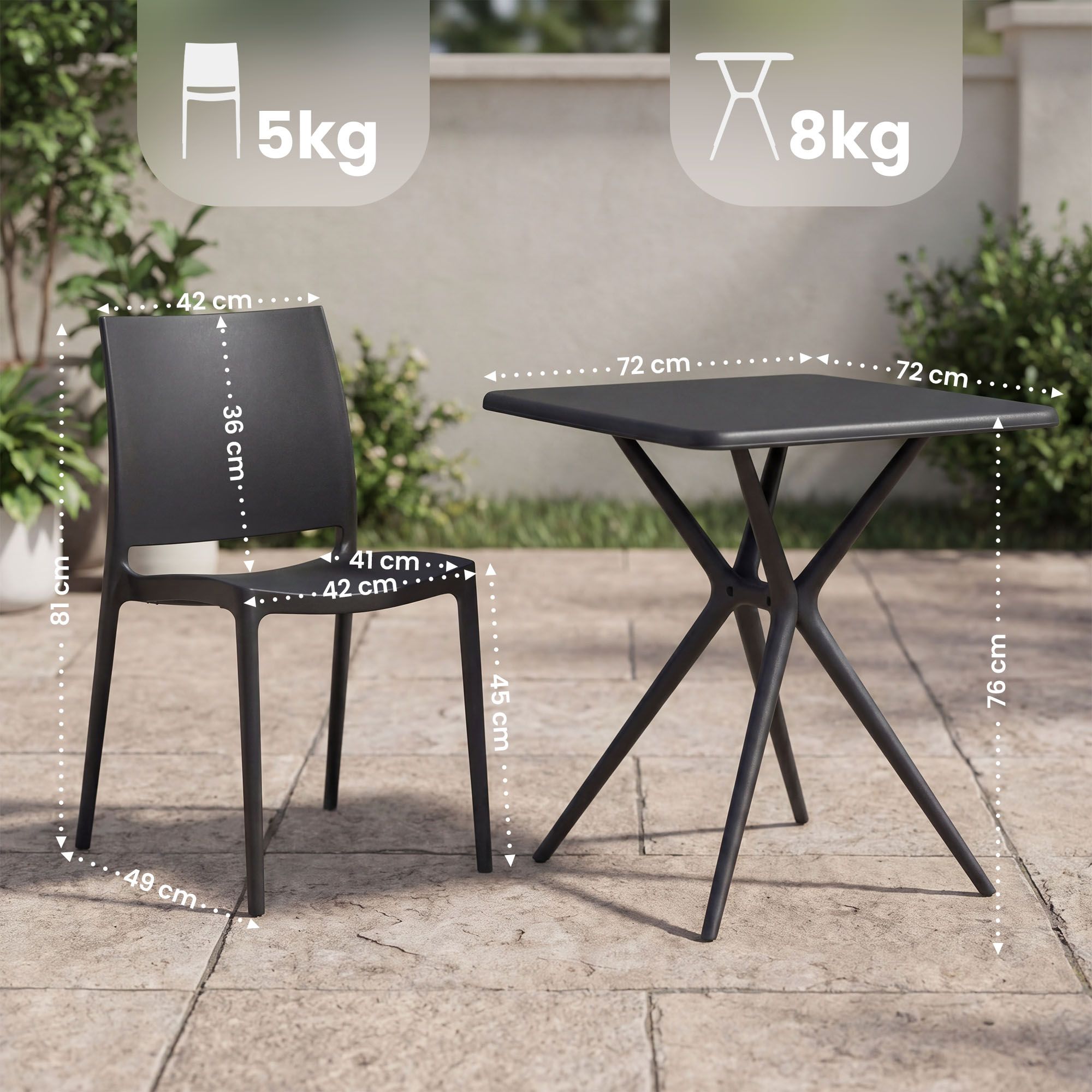 Set Mobili da Giardino Amino con 4 Sedie