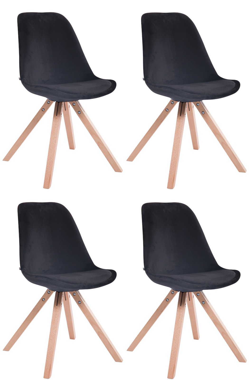 Set di 4 sedie Toulouse Velvet Square