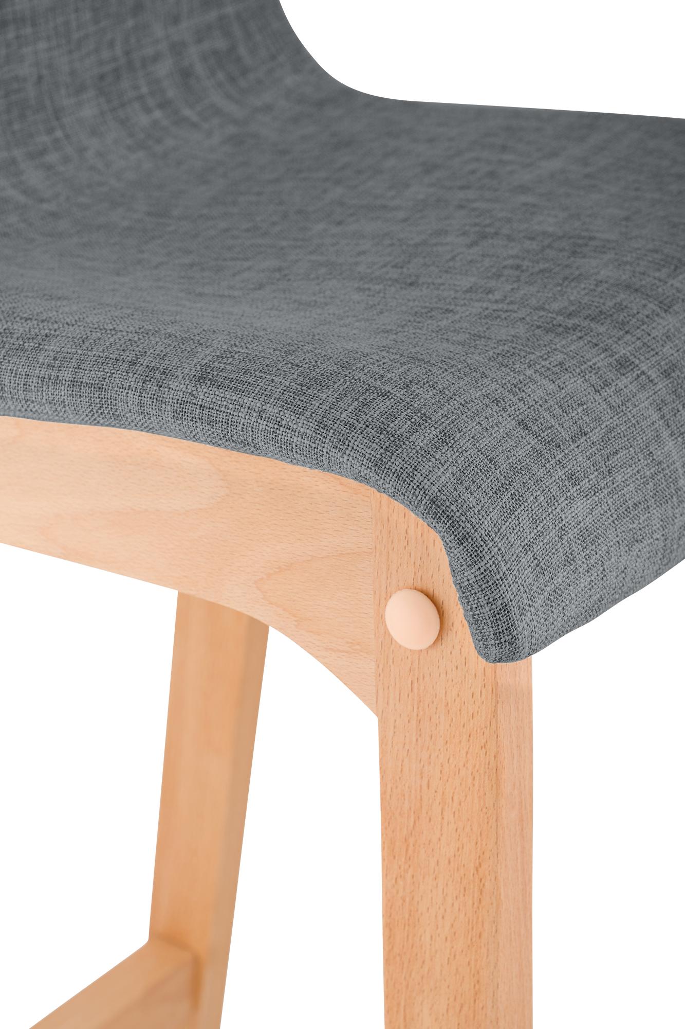 Set di 2 sgabelli da bar Hover in tessuto con base a quattro gambe in legno naturale