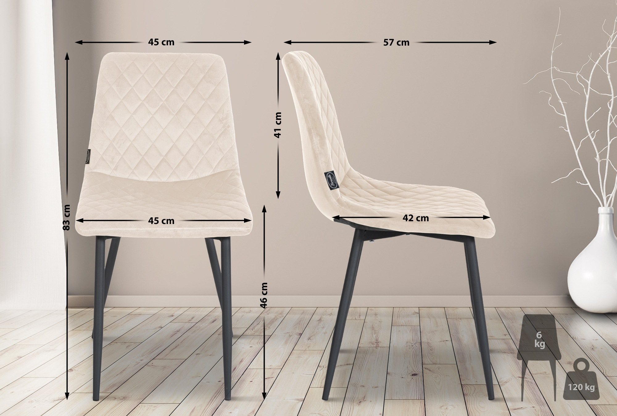 Set di 4 sedie Telde Velvet