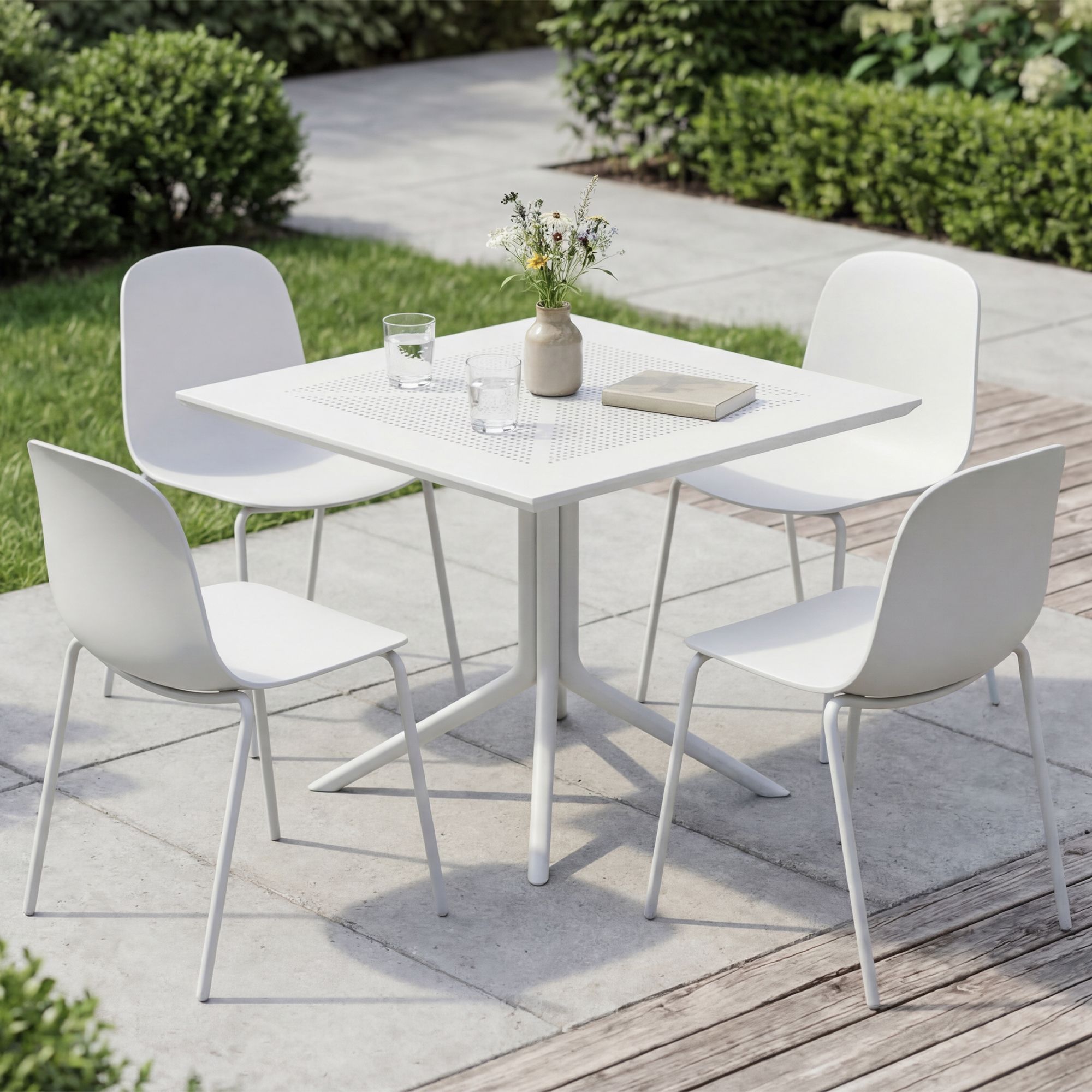 Set da giardino Zeron con 4 sedie