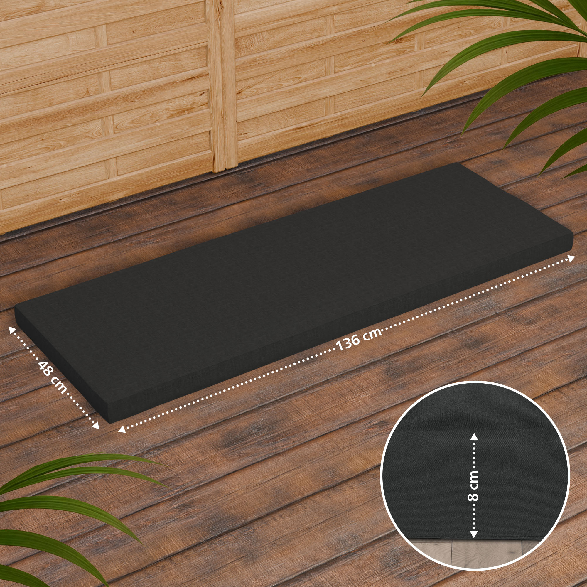 Panca da Giardino in Legno Teak Daxon con Cuscino per Seduta