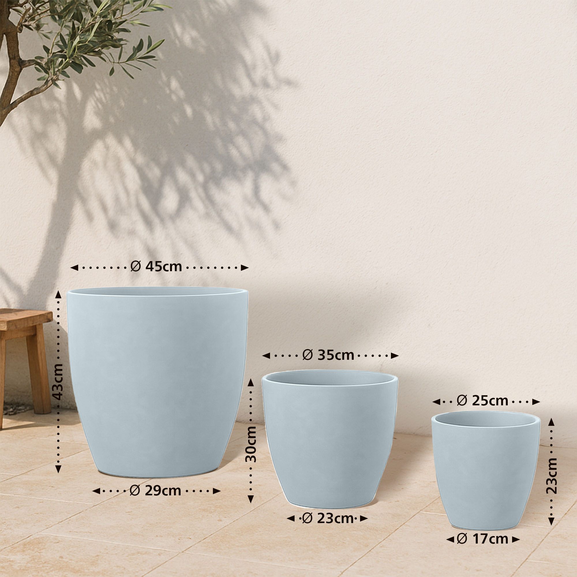 Set di 3 fioriere rotonde 1
