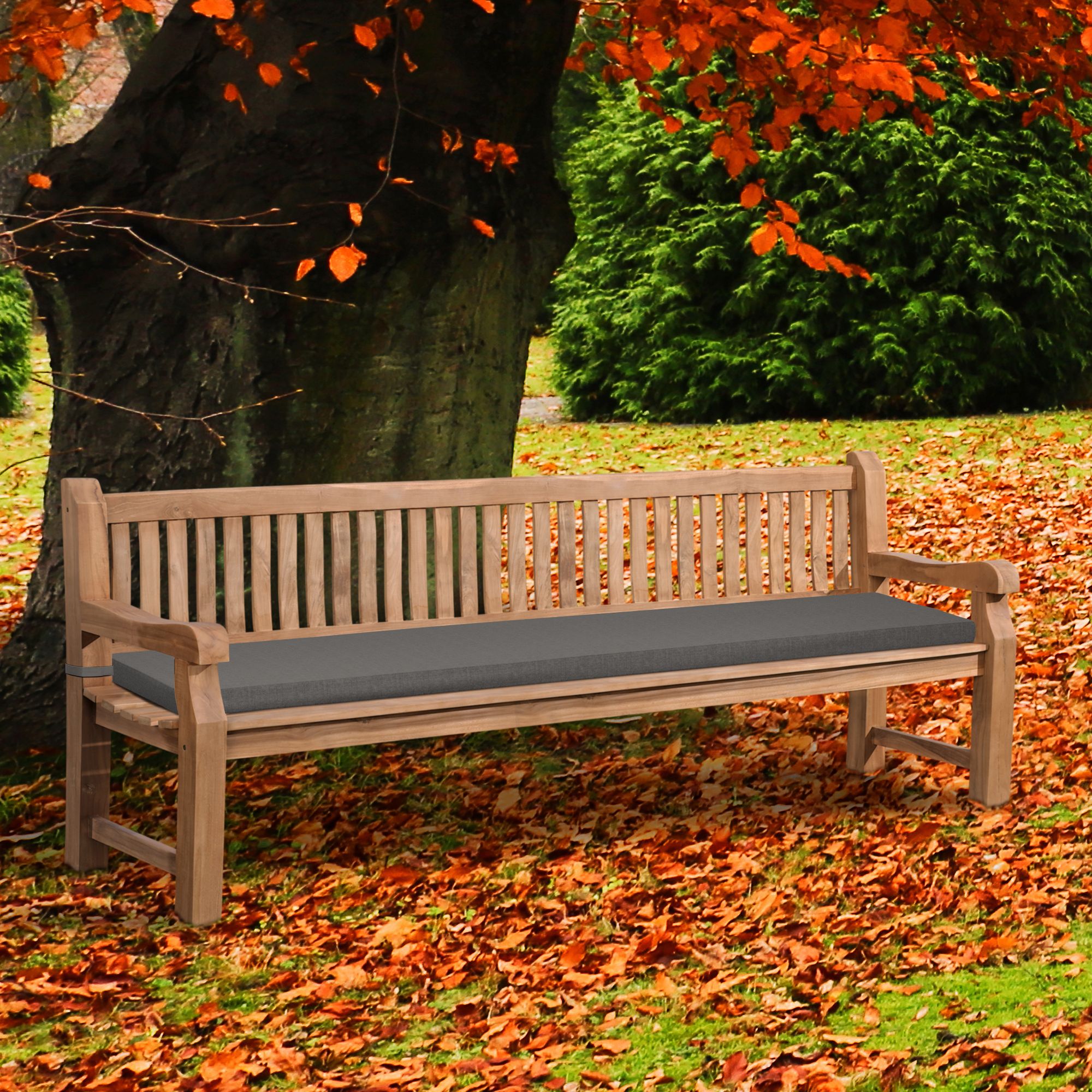 Panca da Giardino in Legno Teak Daxon con Cuscino per Seduta