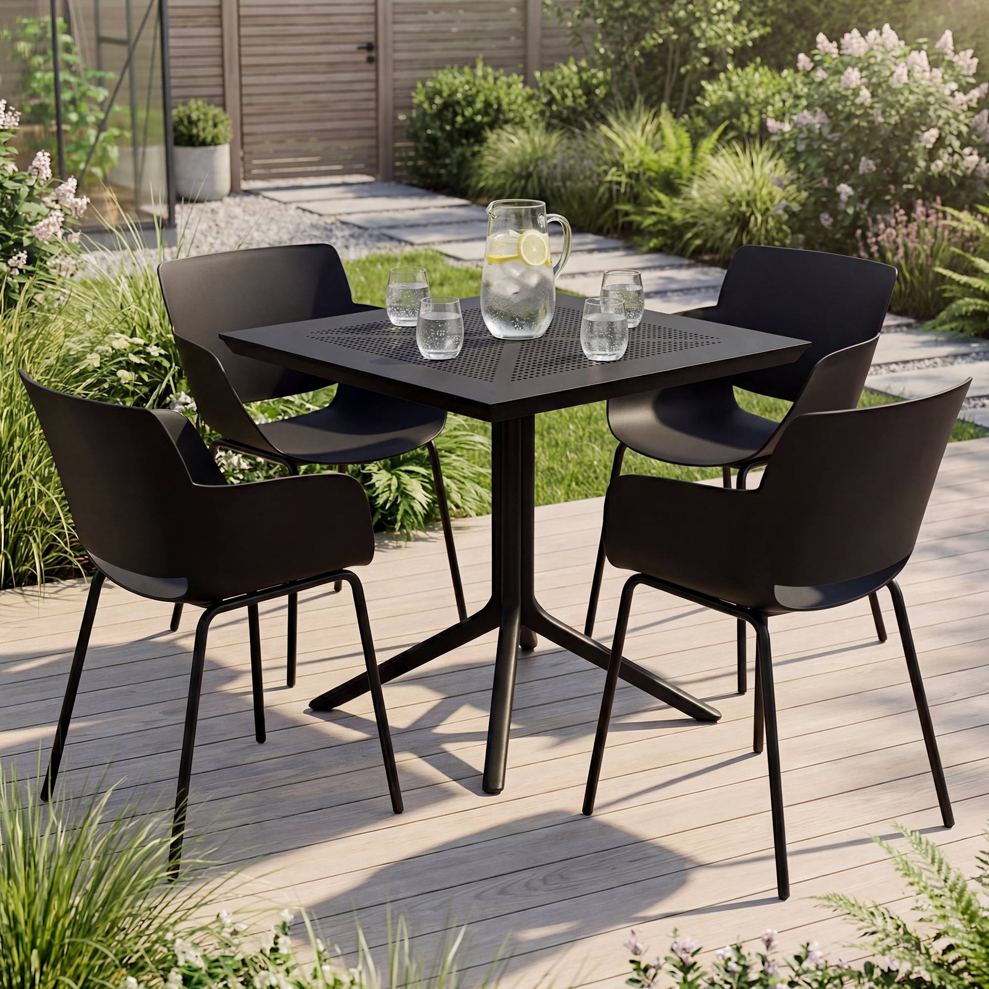 Set da giardino Lirra con 4 sedie